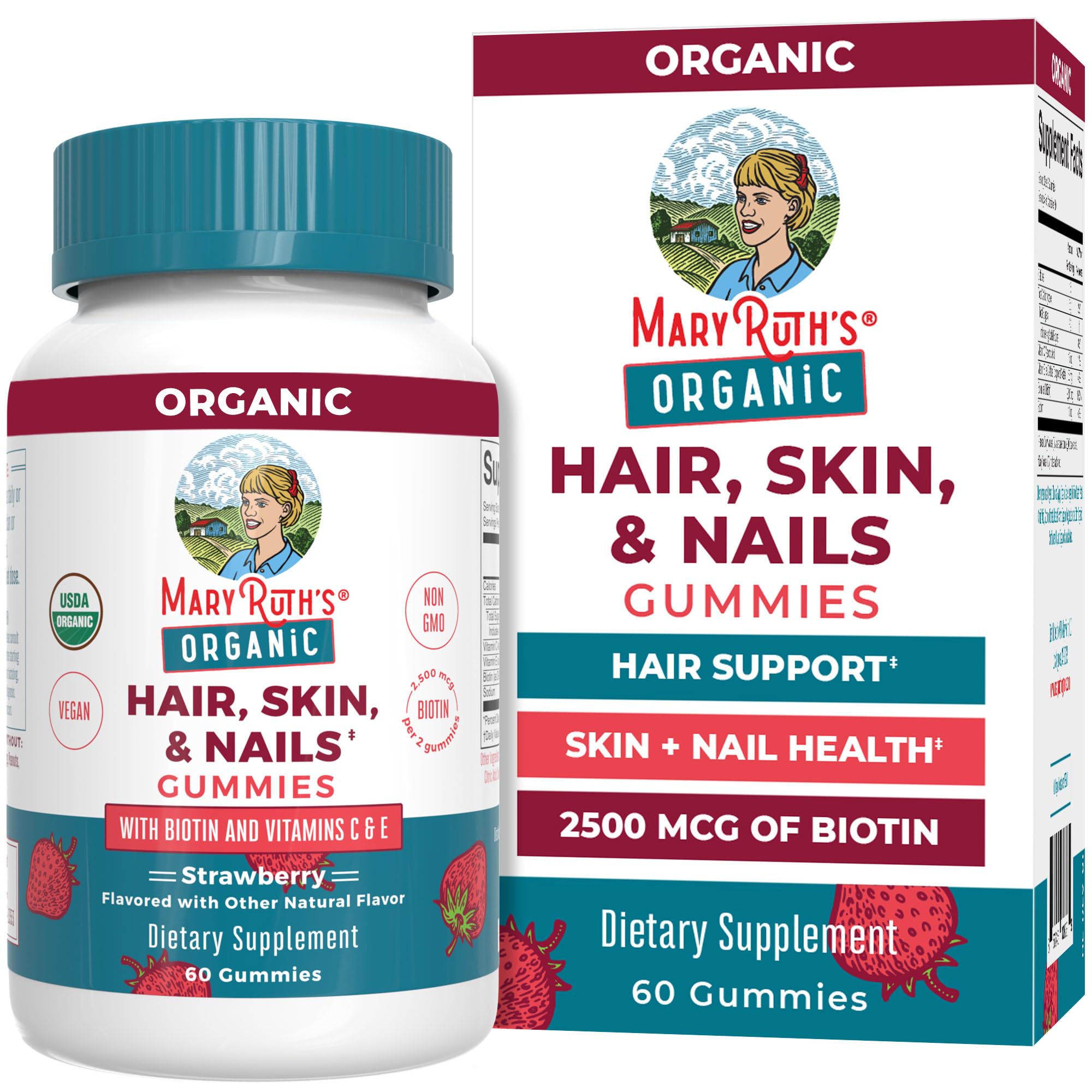 Gomitas Maryruth Organics con Biotina y Vitaminas para Cabello/Piel y Uñas 30 Porciones - Venta Internacional