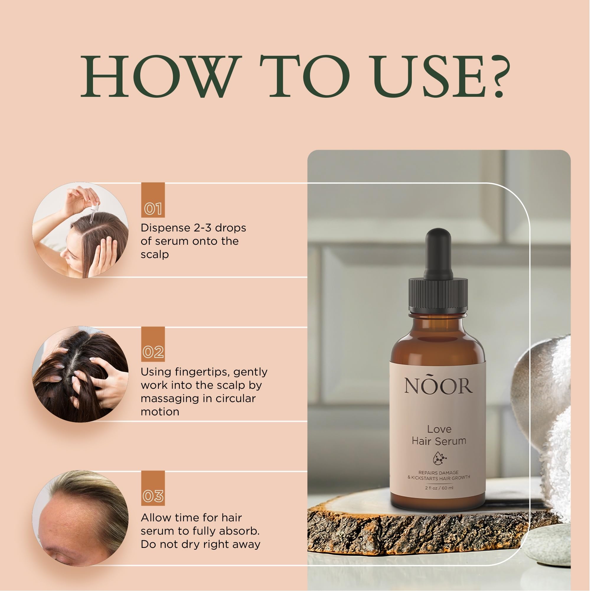 Foto 5 pulgar | Sérum Para El Crecimiento Del Cabello Noor Hair Para Mujeres Con Aceite De Oliva Africano - Venta Internacional.