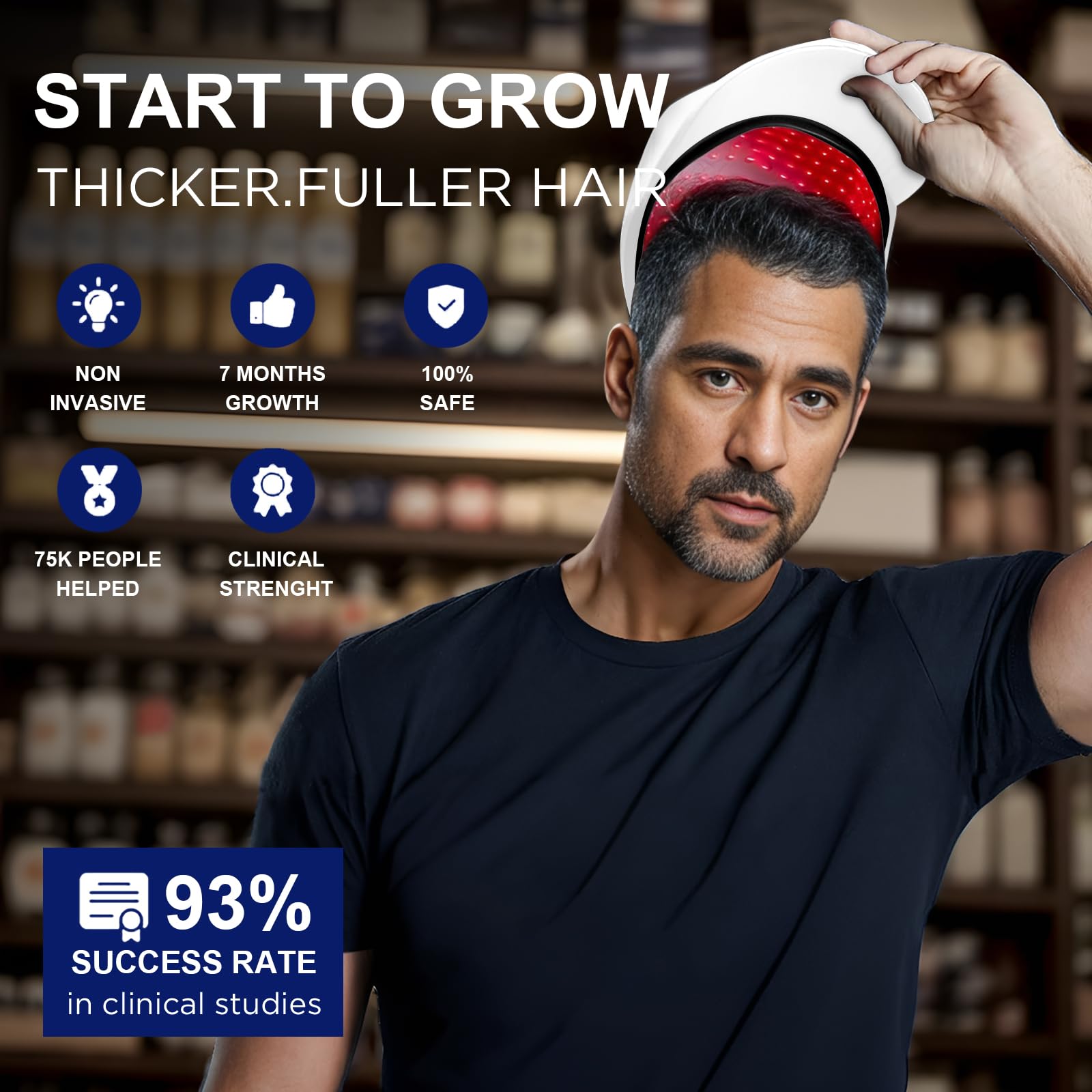Foto 5 | Gorro Láser Para El Crecimiento Del Cabello Nnushk, Terapia De Luz Roja Para Cabello - Venta Internacional.