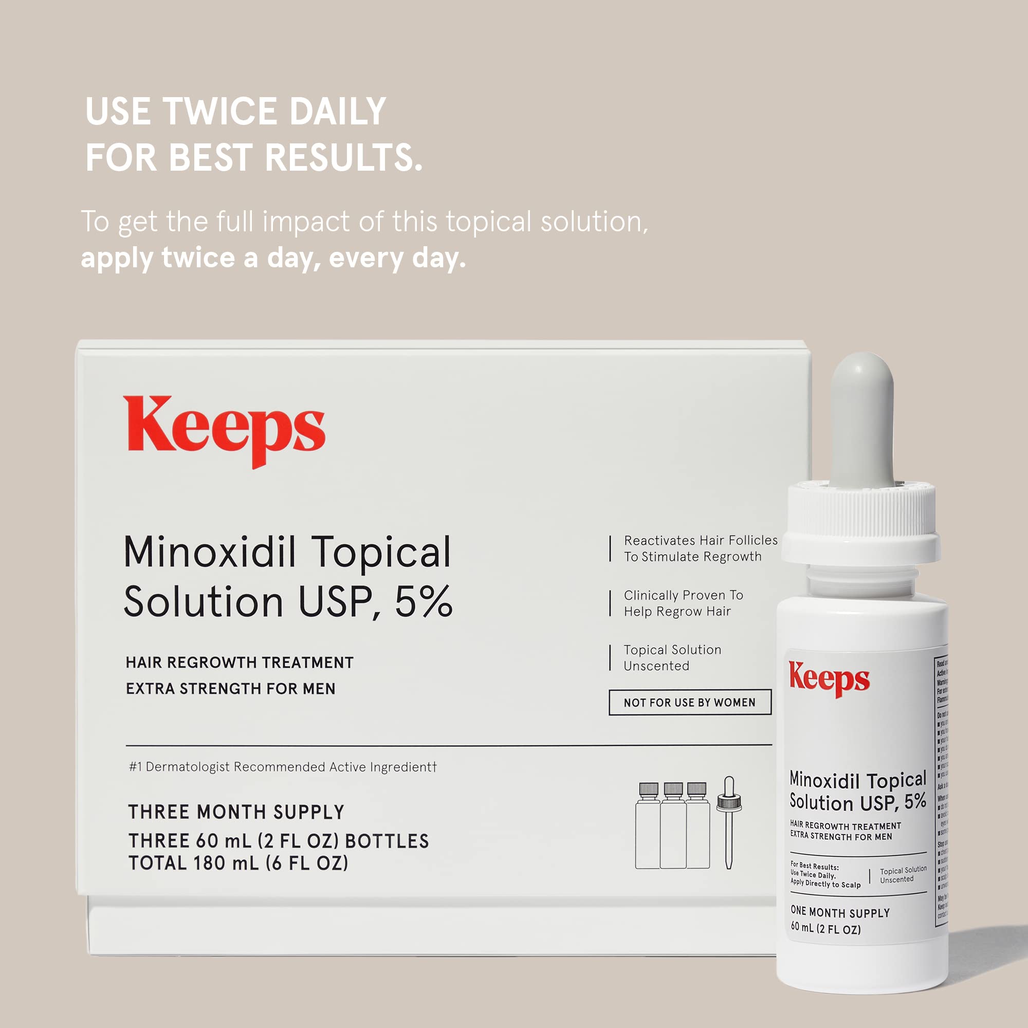Foto 2 | El Sérum Para El Crecimiento Del Cabello Mantiene El Minoxidil 5% Extra Fuerte Para Hombres - Venta Internacional.