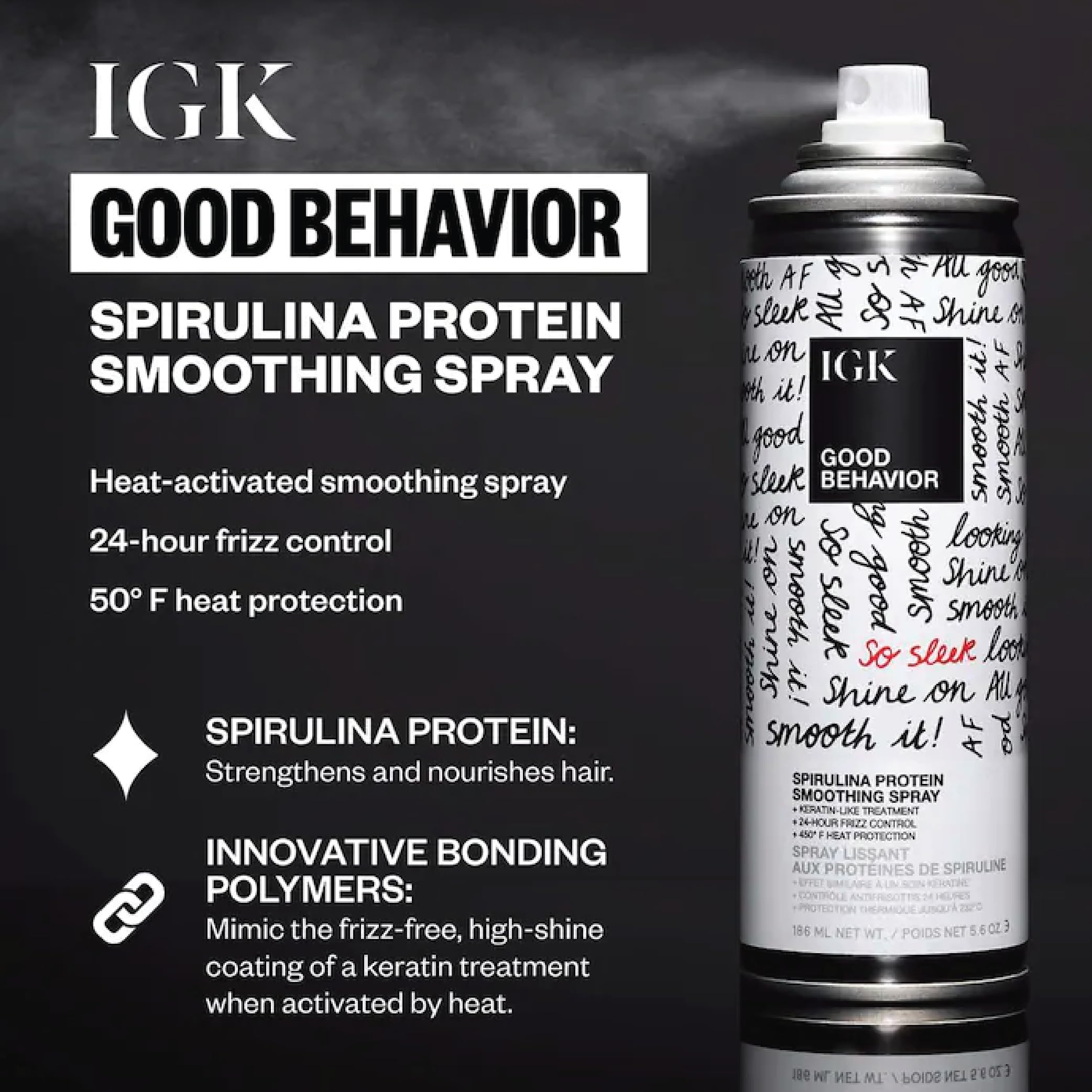 Foto 3 | Hairspray Igk Good Behavior, Proteína De Espirulina, 70 Ml (paquete De 2) - Venta Internacional.