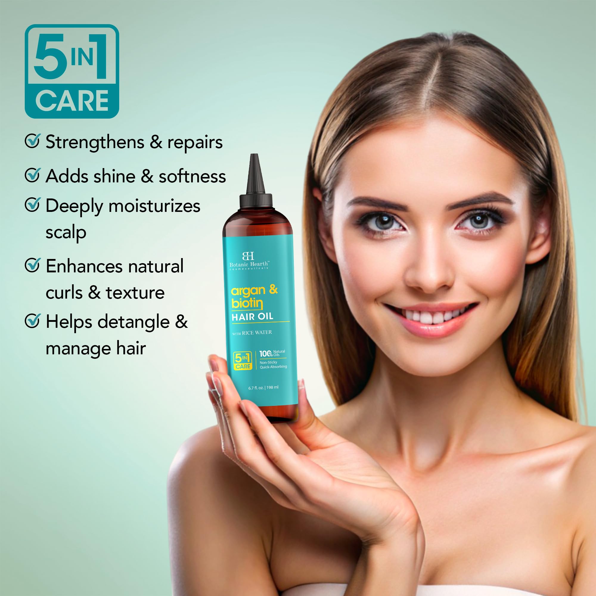 Foto 5 pulgar | Aceite Capilar Botanic Hearth, Argán Y Biotina, 200 Ml, Fortalecedor - Venta Internacional.