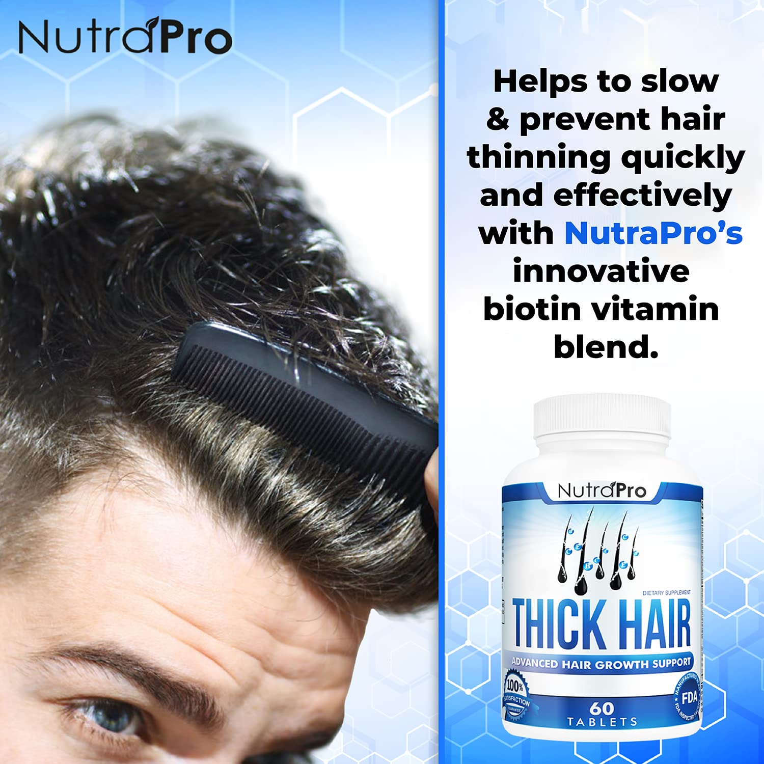 Foto 3 | Vitaminas Para El Crecimiento Del Cabello Nutrapro Thick Hair Con Bloqueador De Dht - Venta Internacional.