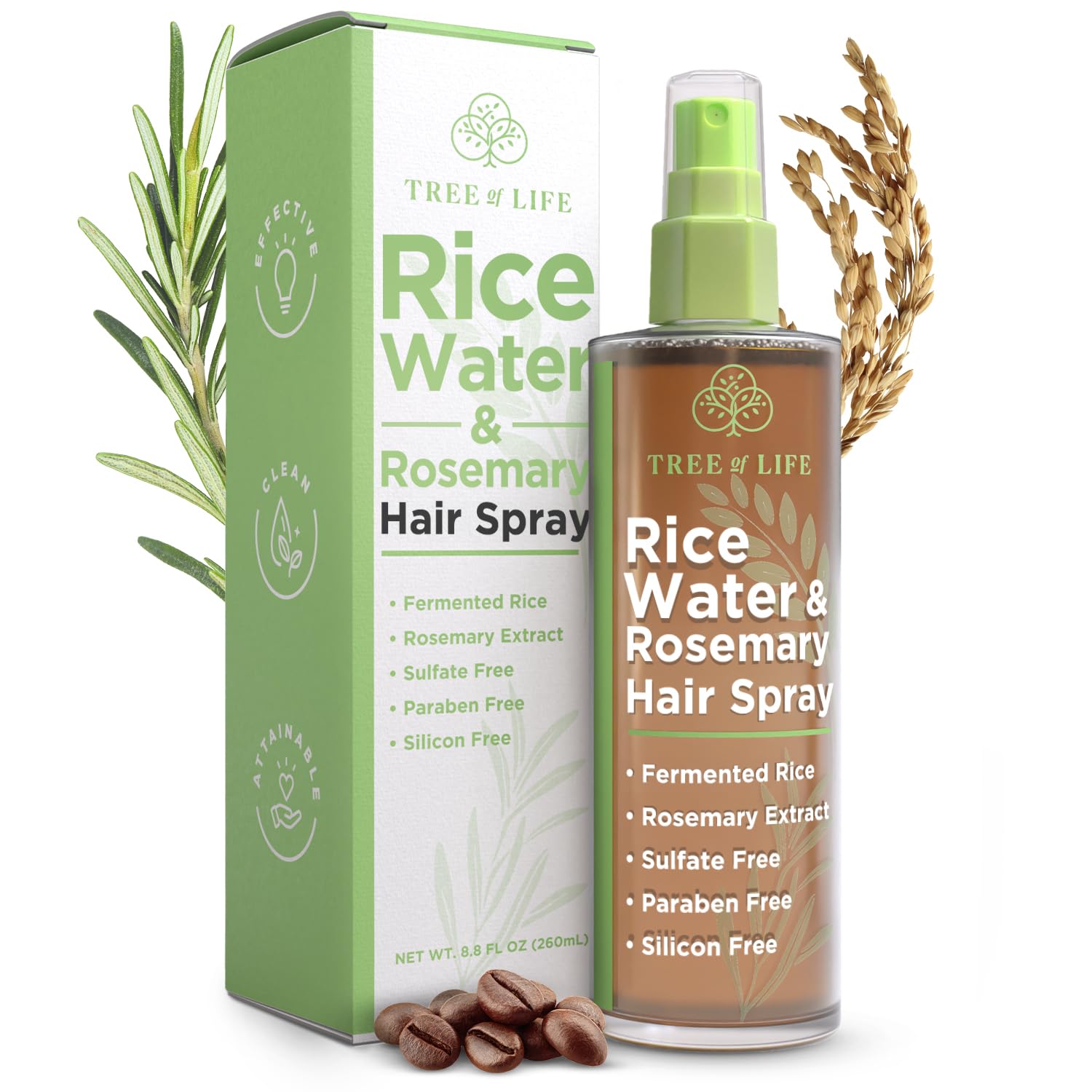 Foto 2 pulgar | Spray Para El Cabello Tree Of Life Beauty Rice Water Con Romero, 260 Ml - Venta Internacional.