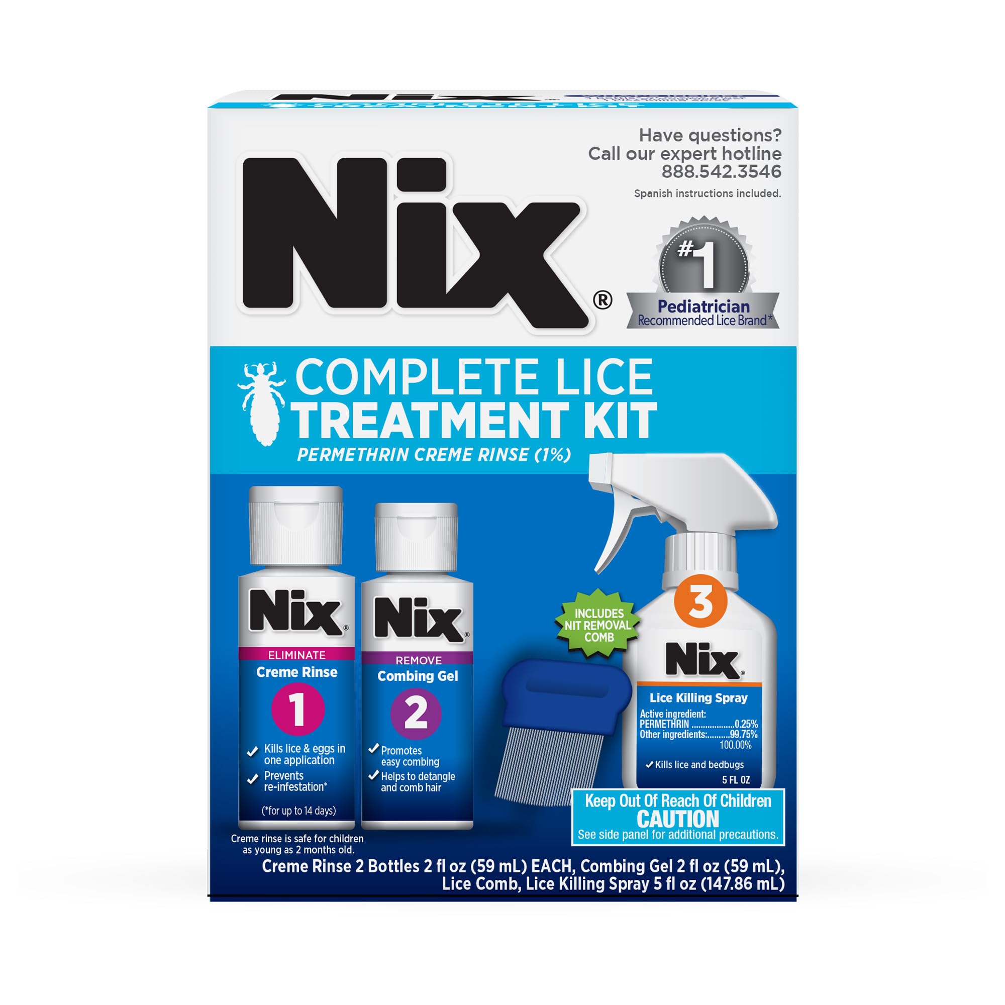 Foto 2 pulgar | Kit De Tratamiento Para Piojos Nix Complete Con Spray Y Peine Para Piojos - Venta Internacional.