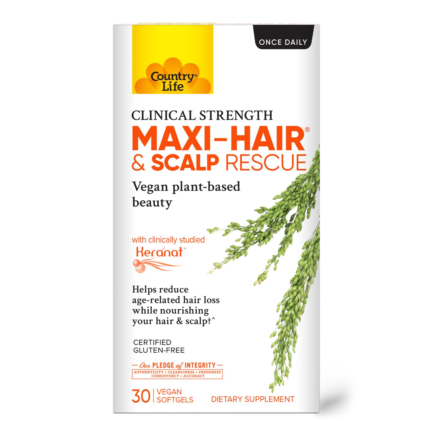 Suplemento Country Life Maxi-hair & Scalp Rescue 30 Cápsulas Blandas - Venta Internacional.