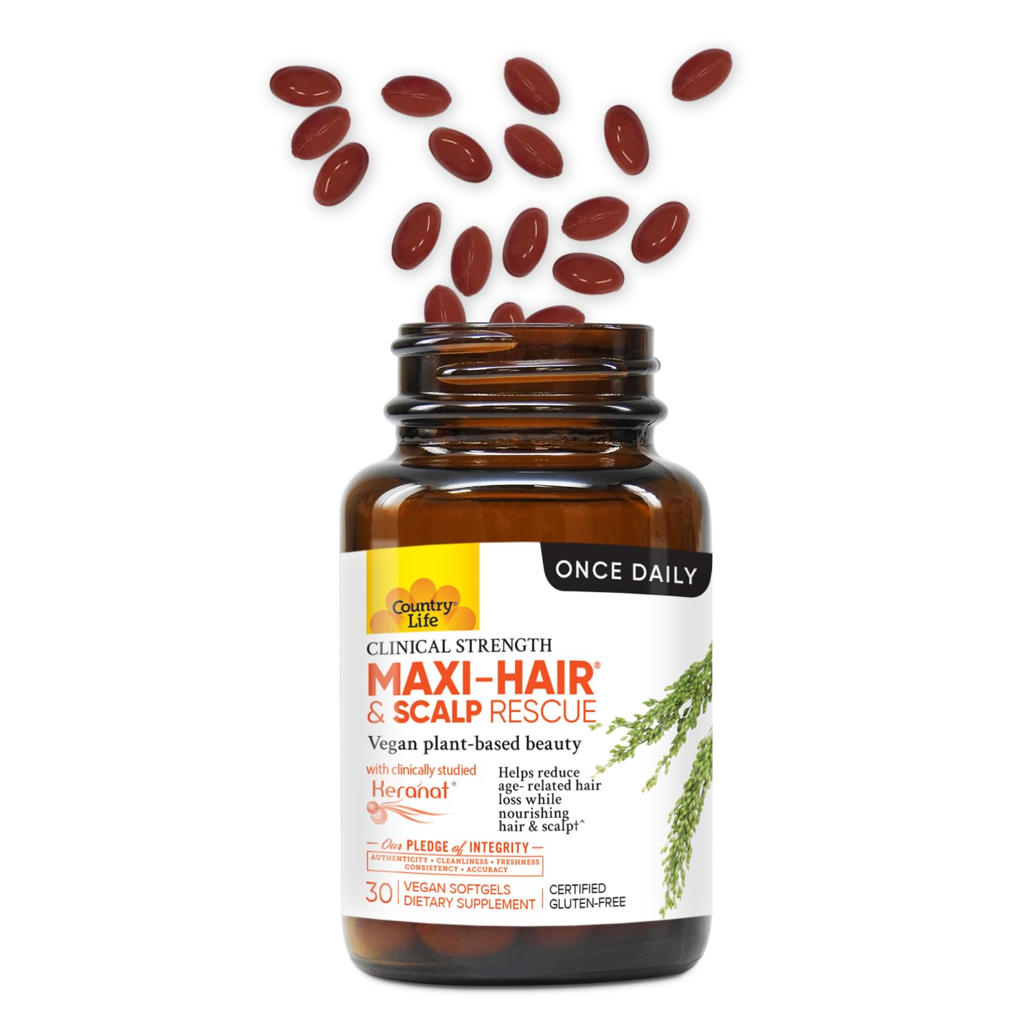 Foto 3 pulgar | Suplemento Country Life Maxi-hair & Scalp Rescue 30 Cápsulas Blandas - Venta Internacional.