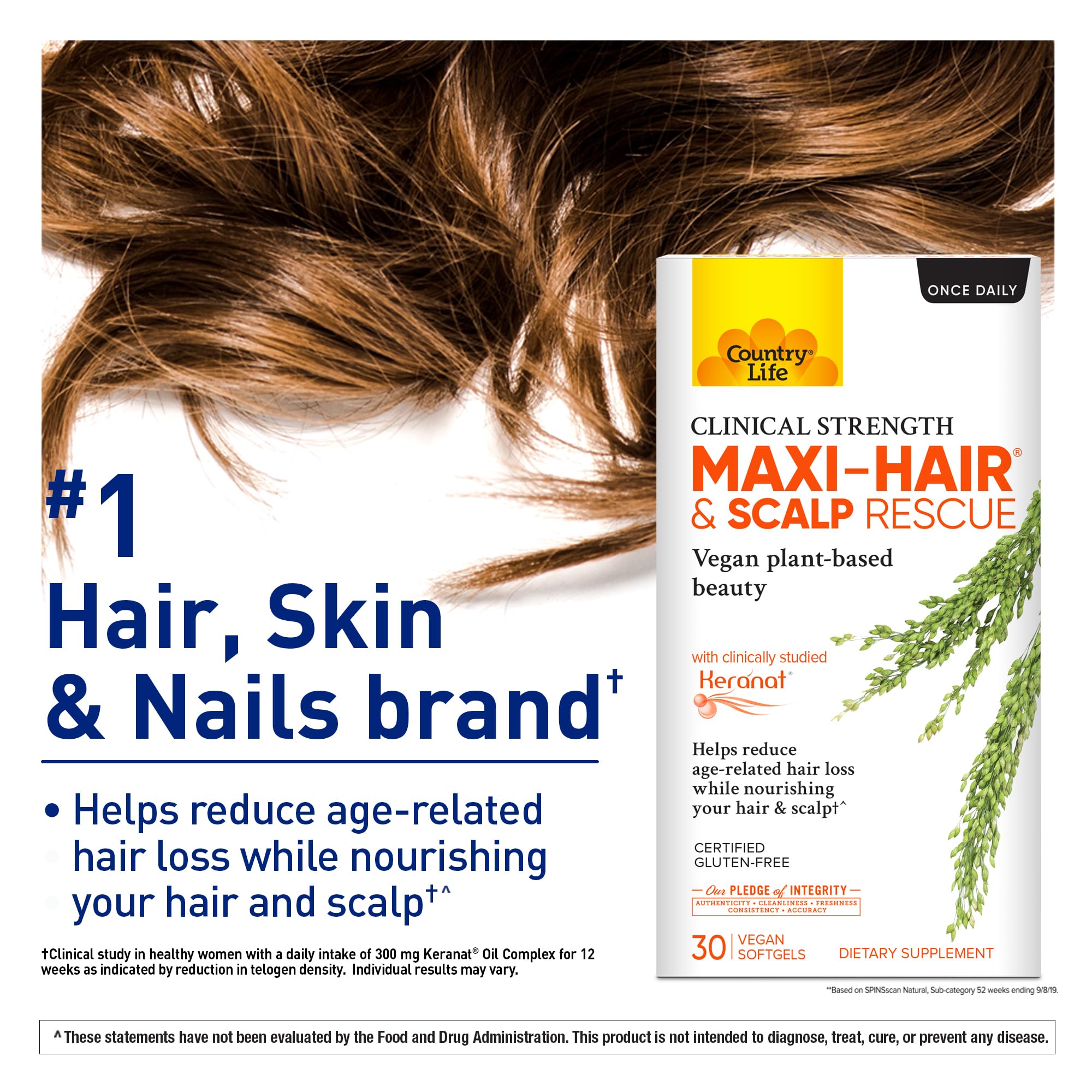 Foto 4 pulgar | Suplemento Country Life Maxi-hair & Scalp Rescue 30 Cápsulas Blandas - Venta Internacional.