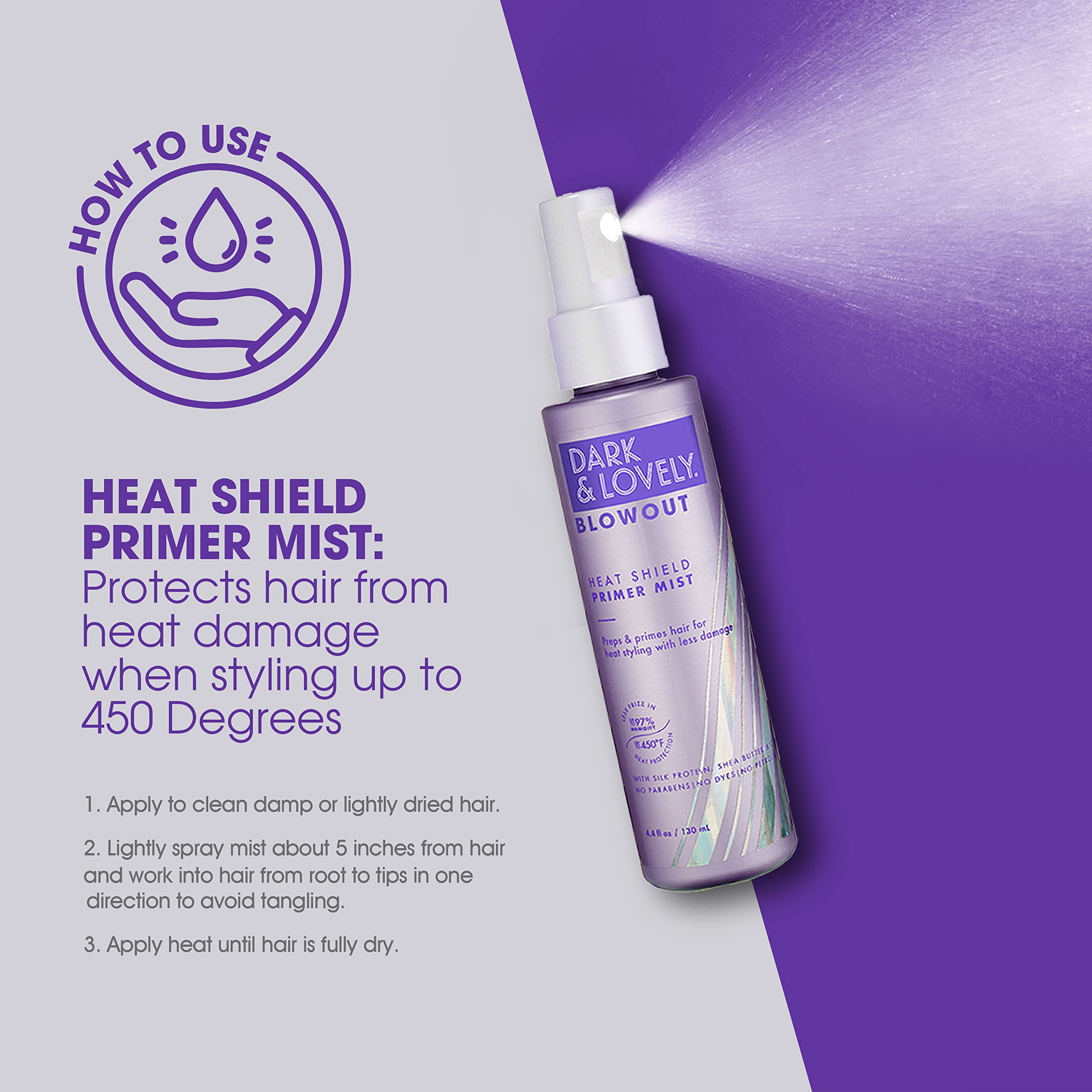 Foto 3 pulgar | Prebase Para Cabello Heat Shield, Spray Para Secar Con Secador, 130 Ml, Color Oscuro Y Encantador - Venta Internacional.