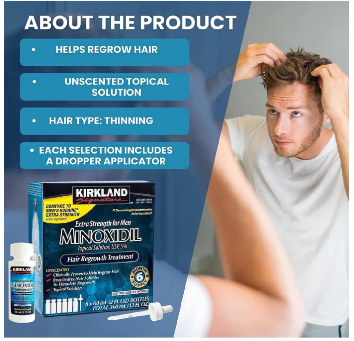 Foto 4 pulgar | Tratamiento Anticaída Kirkland, Suministro De 5% De Minoxidil Para 6 Meses - Venta Internacional.