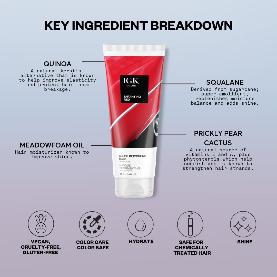 Foto 5 pulgar | Mascarilla Depositante De Color Igk Tarantino Red 180 Ml, Vegana, Libre De Crueldad Animal - Venta Internacional.