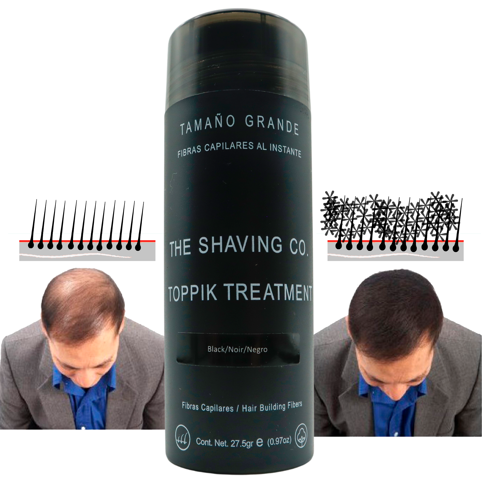 Fibras Capilares Negro. The Shaving Co. Toppik Treatment