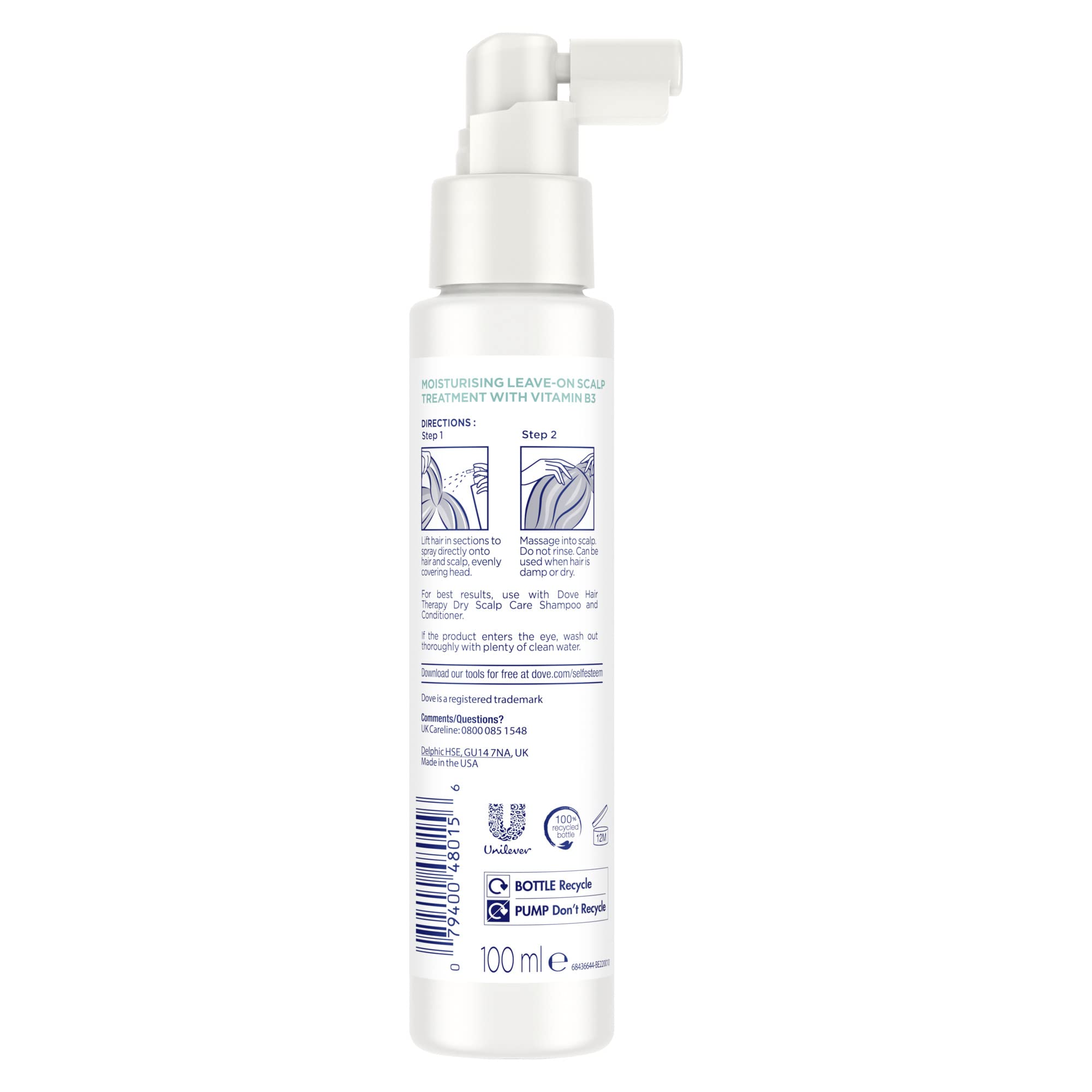 Foto 3 | Tratamiento Para El Cuero Cabelludo Dove Hair Therapy Dry Scalp Care, 100 Ml - Venta Internacional.