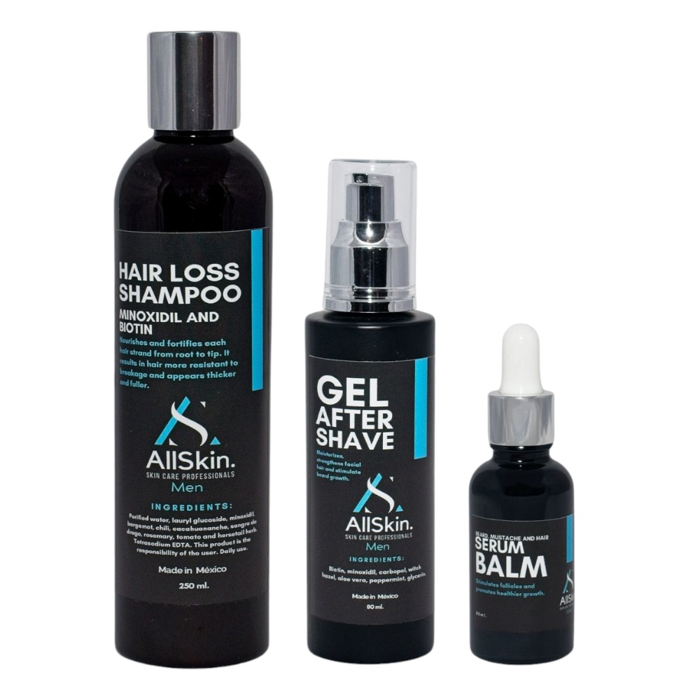 Foto 1 | Kit Anticaída De Pelo Y Fortalecimiento De Barba Y Bigote Con Shampoo  Suero Y After Shave Con Minoxidil Y Biotina