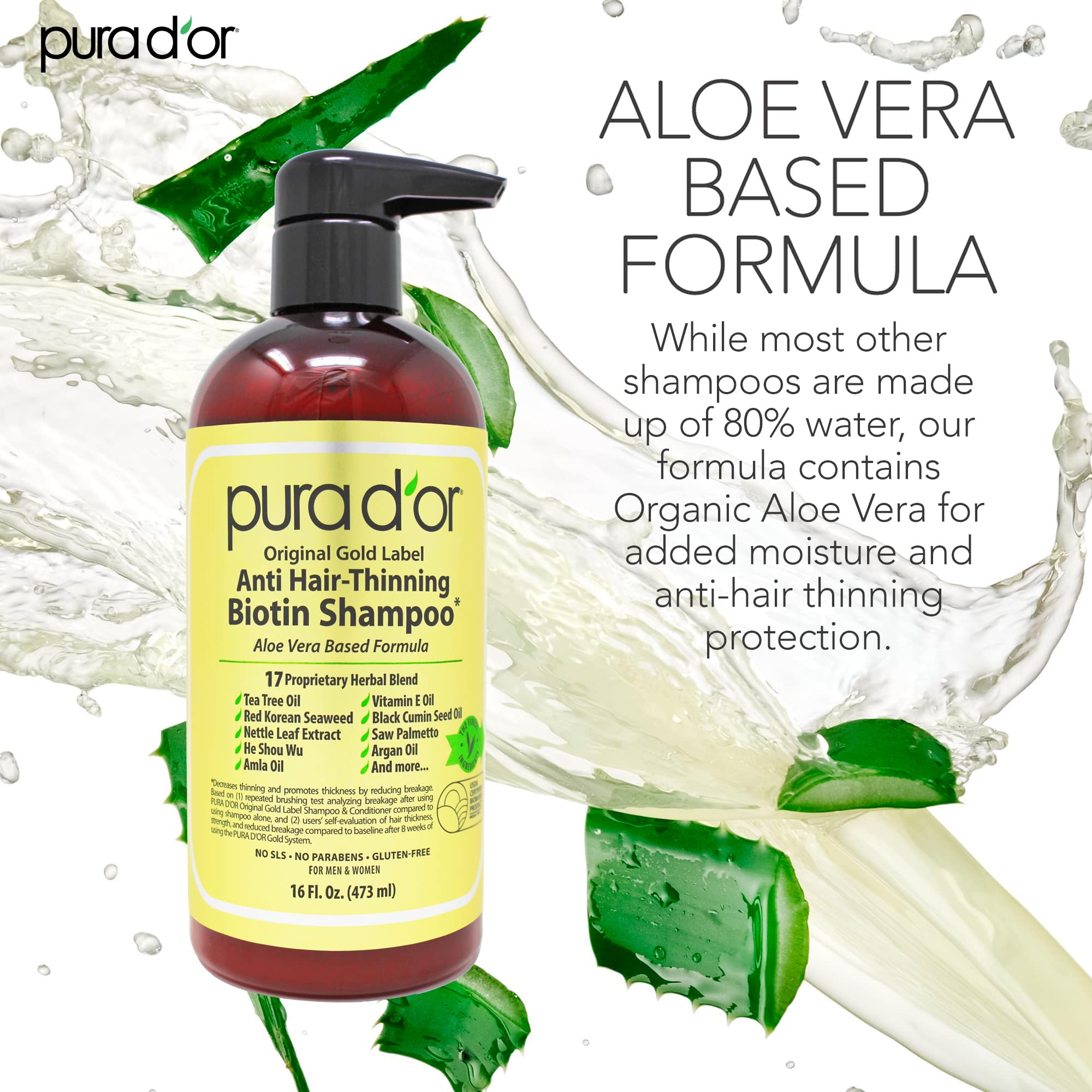 Foto 5 pulgar | Champú Pura D'or Antidiluyente Con Biotina  473 Ml  Tratado Con Color - Venta Internacional.