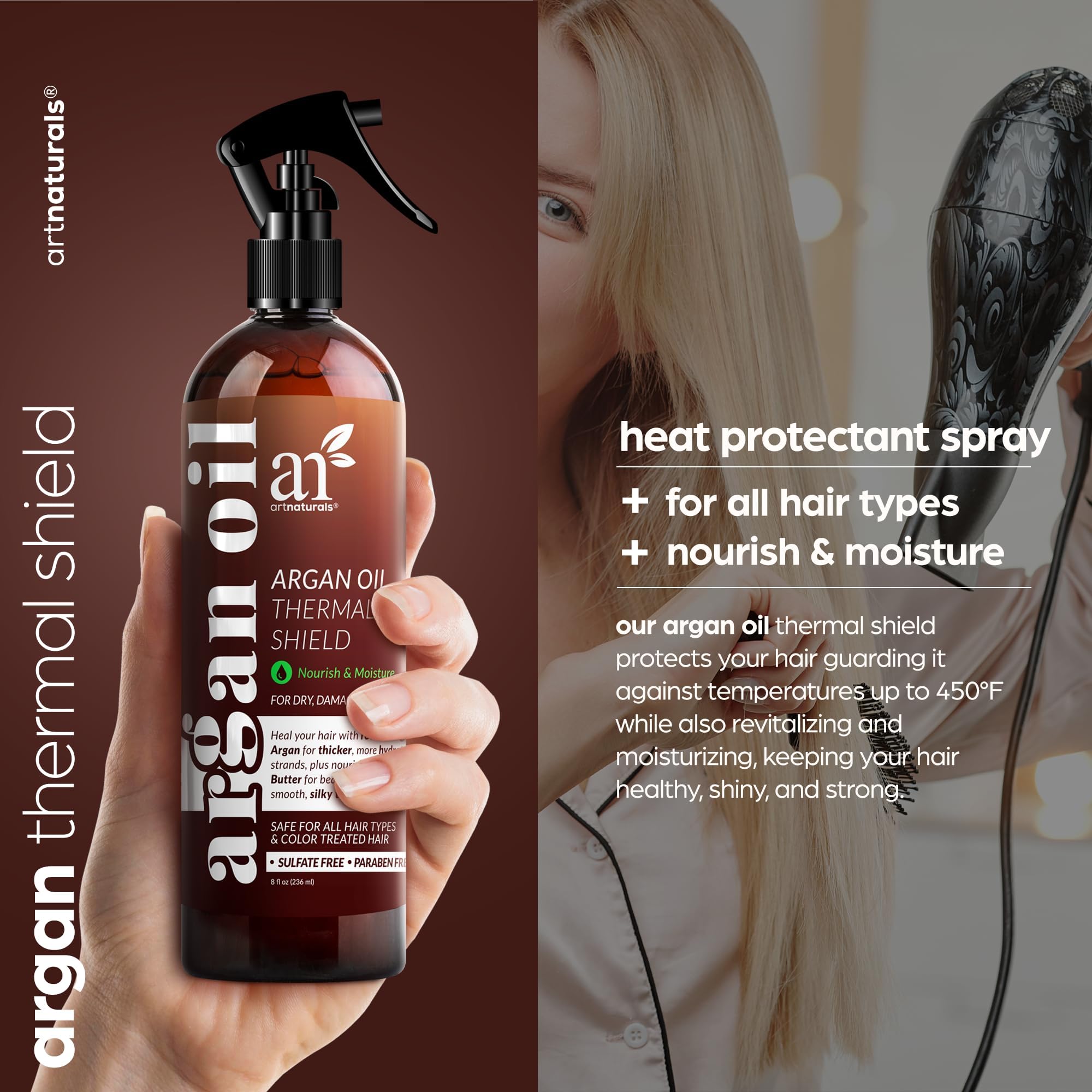 Foto 3 pulgar | Spray Protector Térmico Para El Cabello Artnaturals Anha-0801 236 Ml - Venta Internacional.