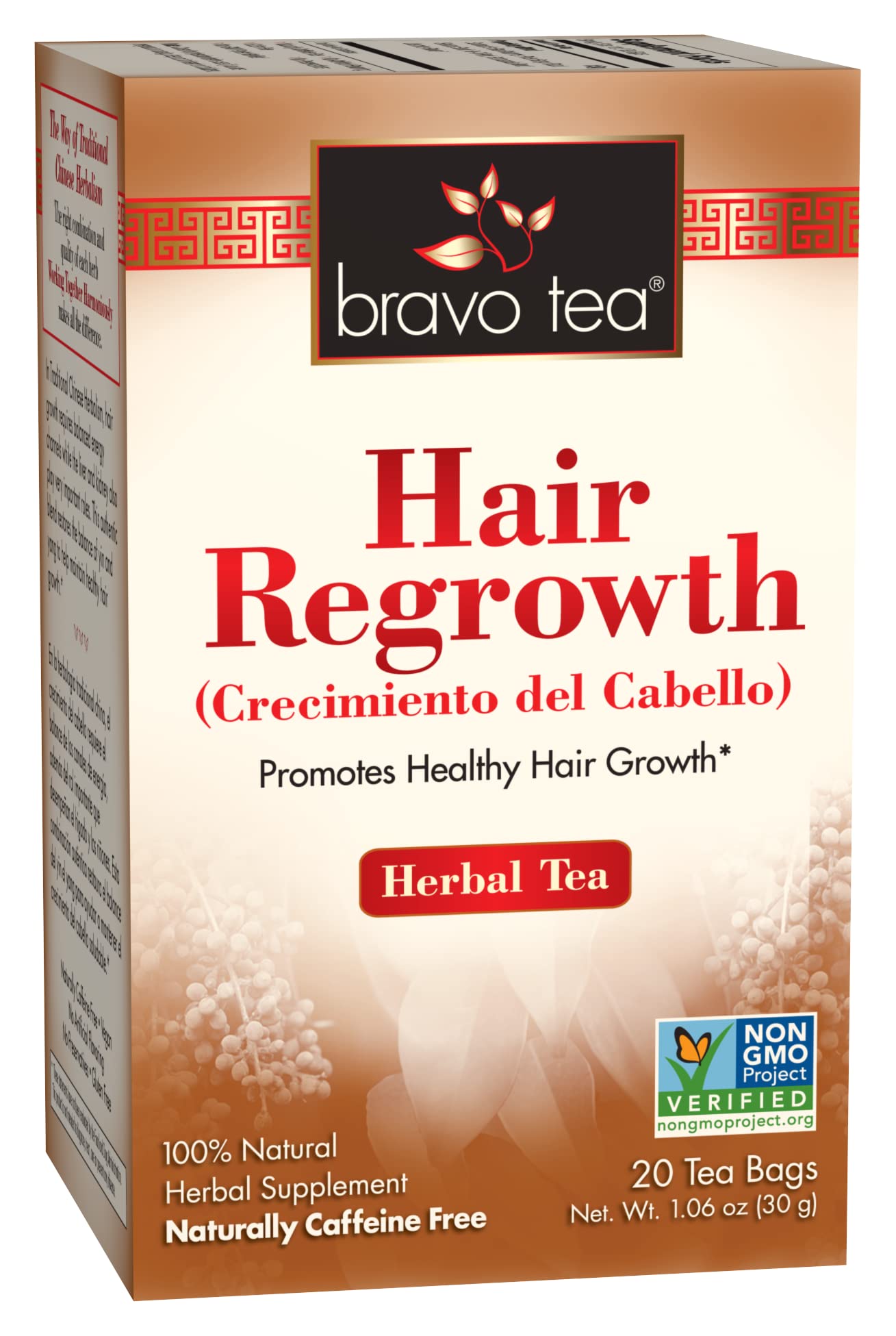 Té De Hierbas Bravo Tea Para El Crecimiento Del Cabello Sin Cafeína  20 Bolsitas De Té - Venta Internacional.