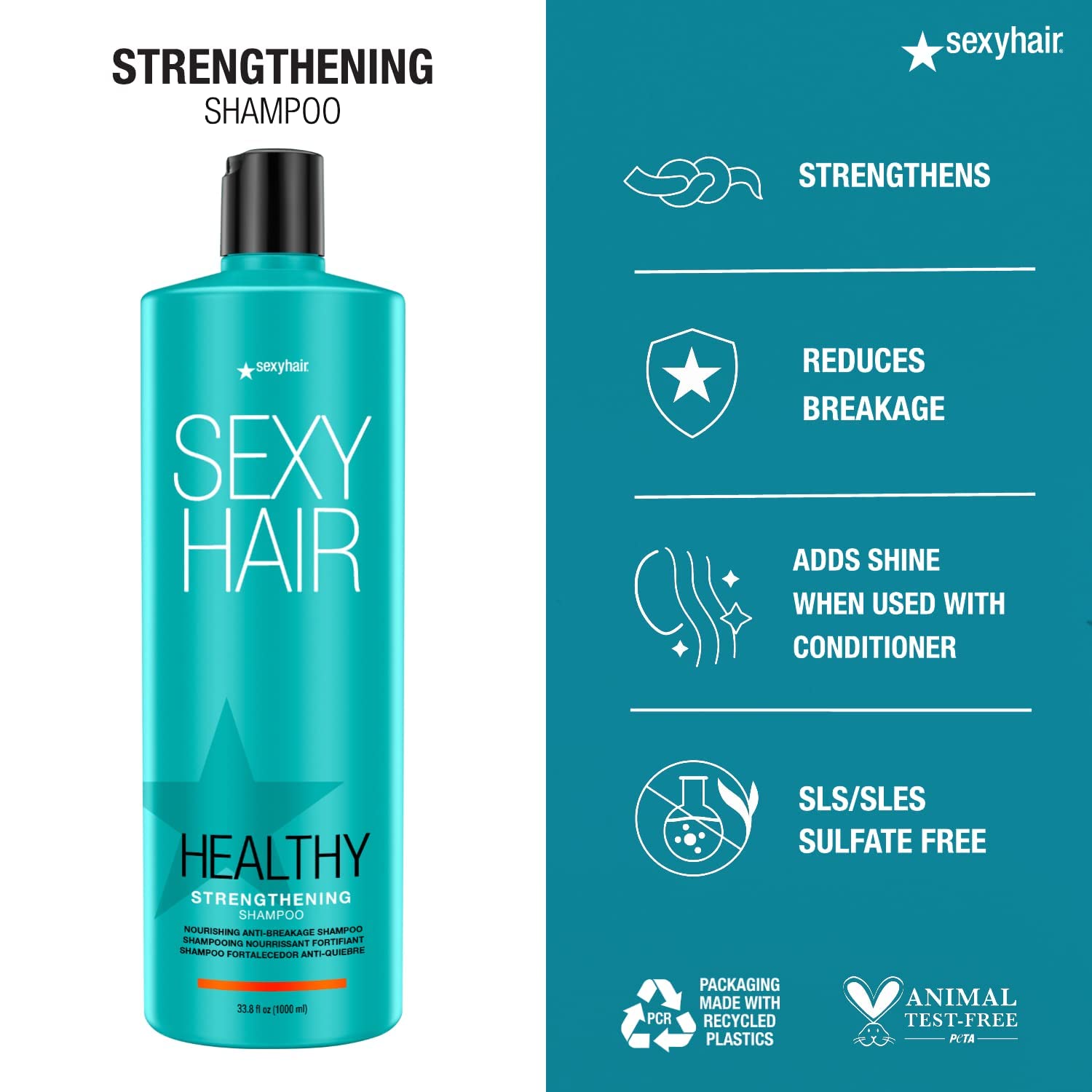 Foto 4 pulgar | Champú Sexyhair Healthy Strengthening Anti-rotura 1l - Venta Internacional.