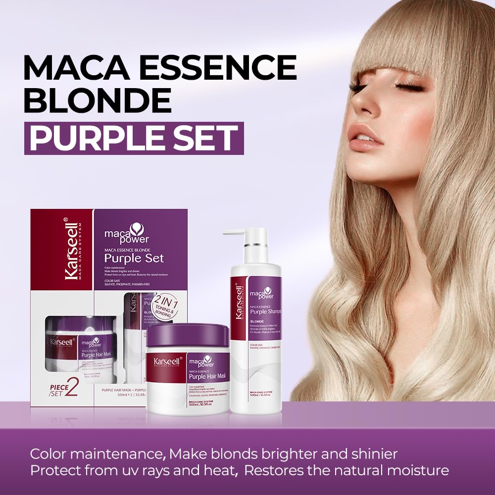 Foto 2 | Set De Mascarilla Y Champú Para El Cabello Karseell Maca Power Purple 500 Ml - Venta Internacional.
