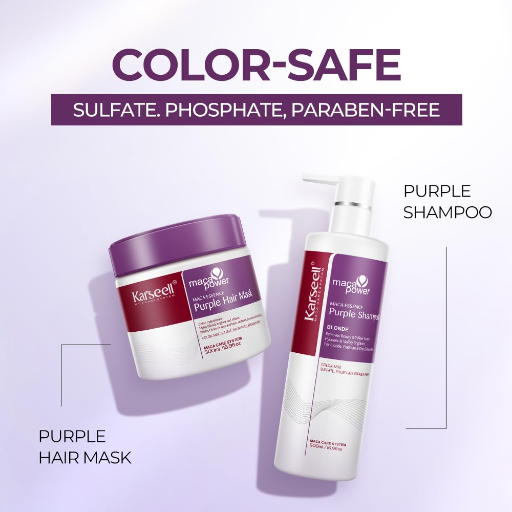 Foto 4 pulgar | Set De Mascarilla Y Champú Para El Cabello Karseell Maca Power Purple 500 Ml - Venta Internacional.