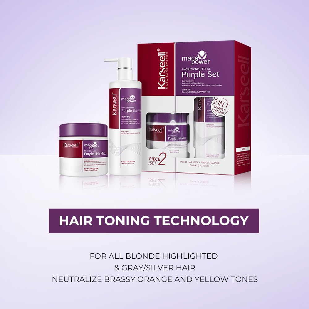 Foto 4 | Set De Mascarilla Y Champú Para El Cabello Karseell Maca Power Purple 500 Ml - Venta Internacional.