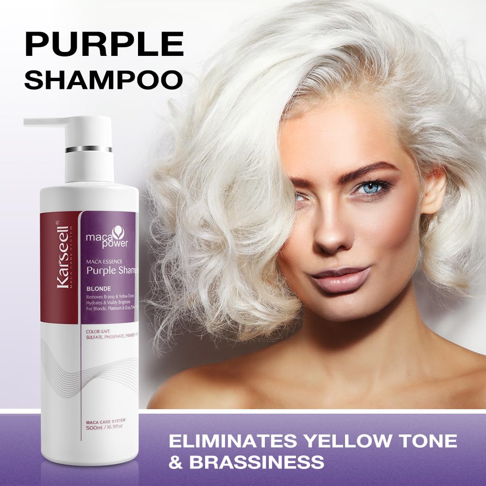 Foto 2 | Champú Karseell Maca Power Purple Neutraliza El Latón, 500 Ml - Venta Internacional.