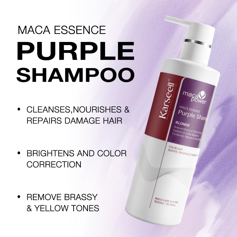 Foto 4 pulgar | Champú Karseell Maca Power Purple Neutraliza El Latón, 500 Ml - Venta Internacional.
