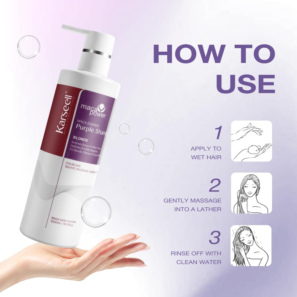 Foto 6 pulgar | Champú Karseell Maca Power Purple Neutraliza El Latón, 500 Ml - Venta Internacional.