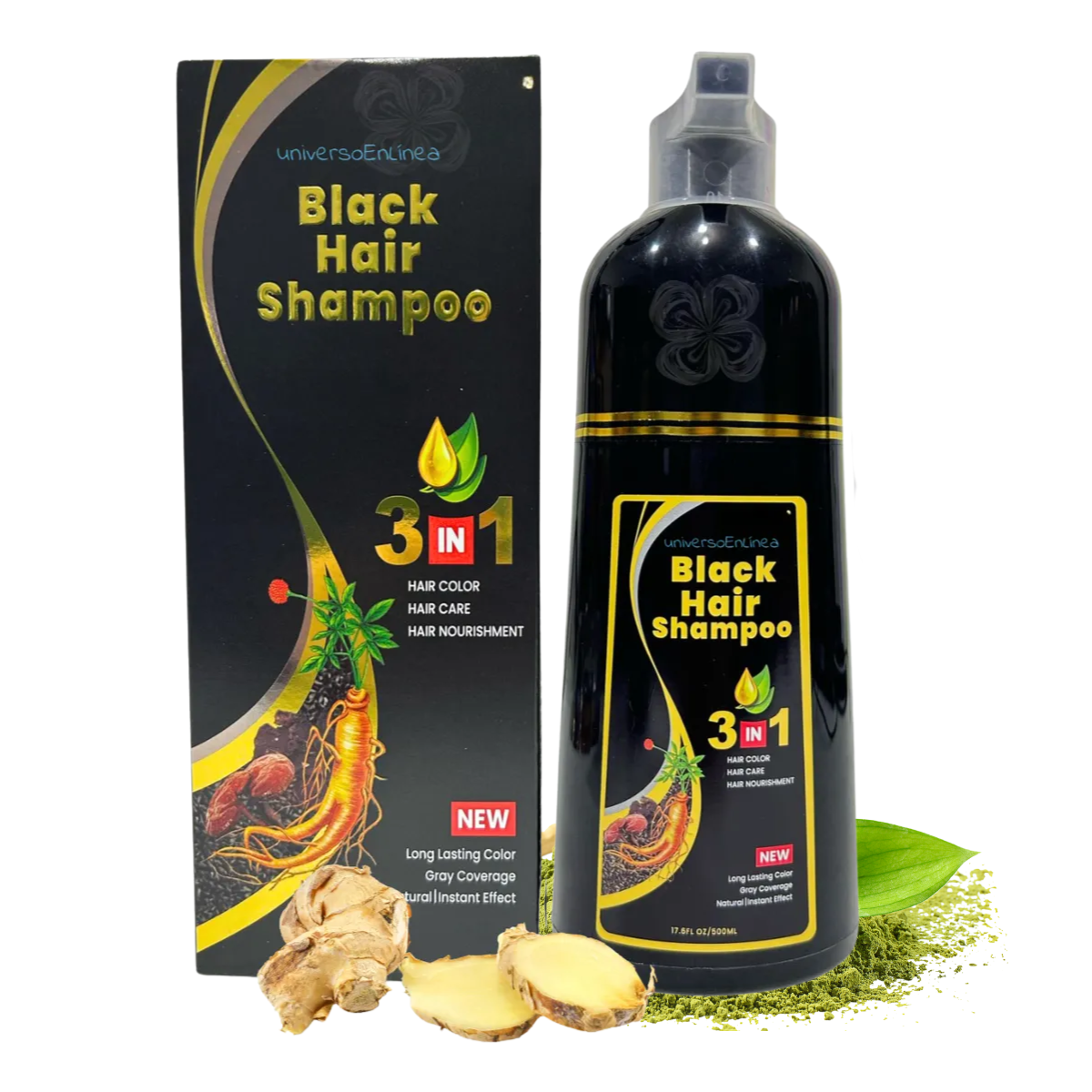 Foto 2 pulgar | Shampoo Tinte 500ml Natural Cubre Canas Instantáneo (color Negro)