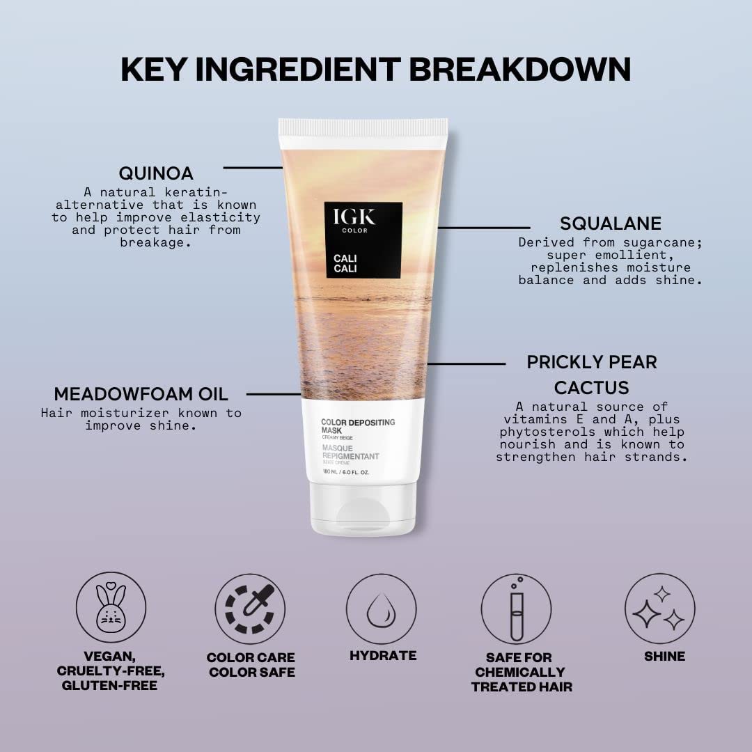 Foto 5 pulgar | Mascarilla Capilar Igk Color Depositing Cali Cali Creamy Beige 180 Ml - Venta Internacional.