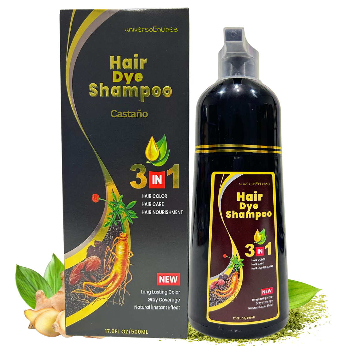 Foto 2 pulgar | Shampoo Tinte Cubre Canas Natural 500ml Cambio Color Cabello (color Castaño)