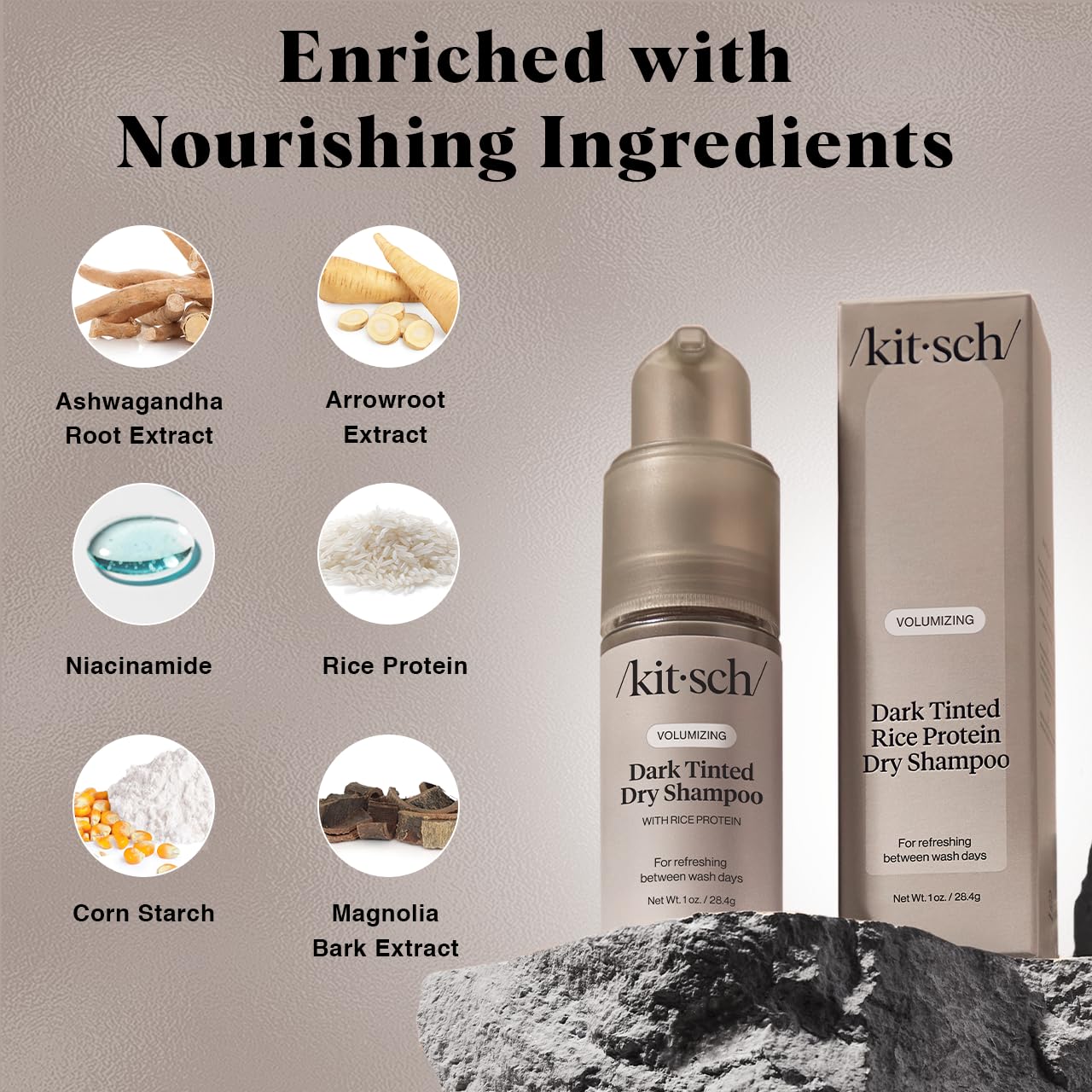 Foto 4 pulgar | Champú Seco Kitsch Con Proteína De Arroz Voluminizador, 30 Ml, Color Oscuro - Venta Internacional.