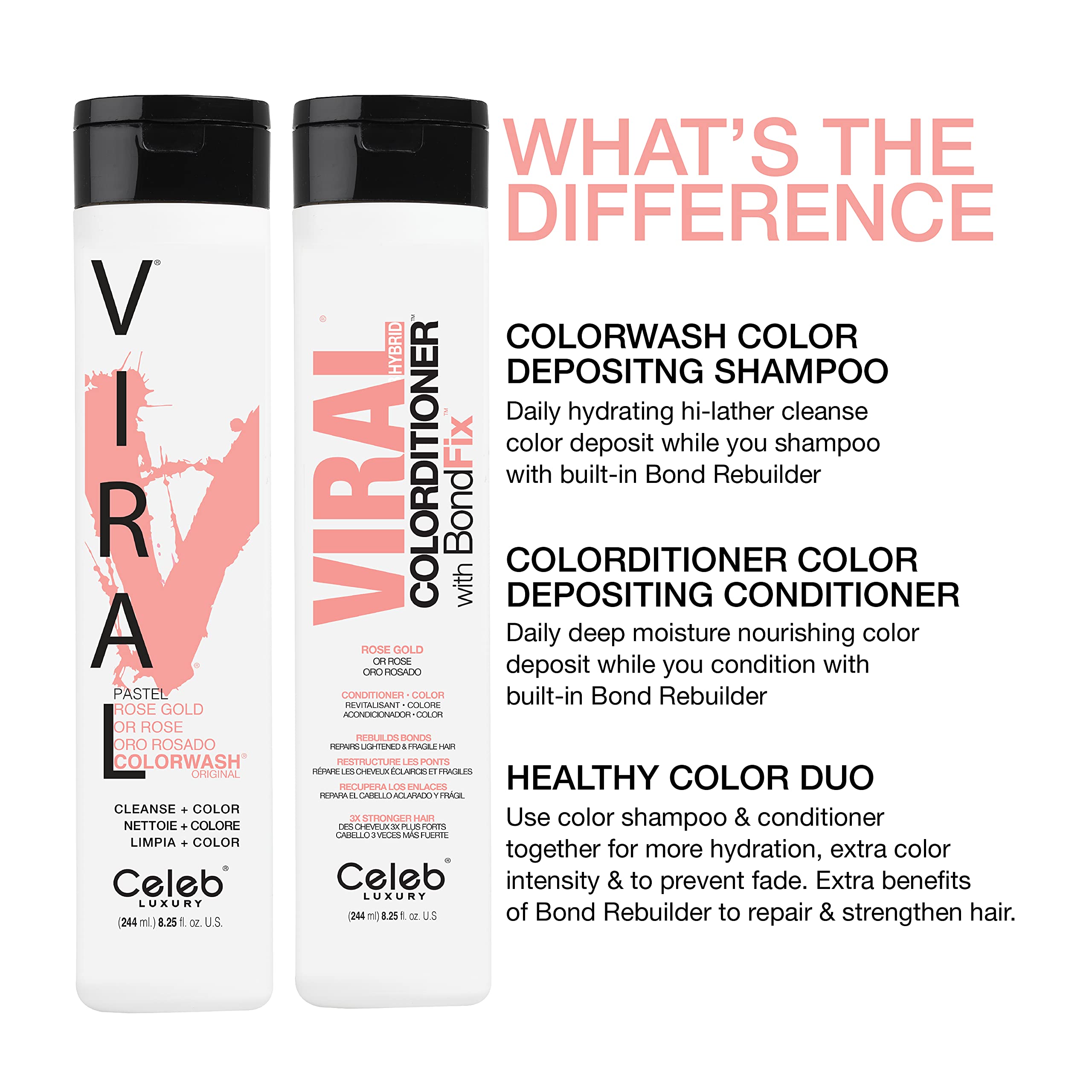 Foto 7 | Champú Depositador De Tintes Para Cabello Celeb Luxury Viral Rose Gold - Venta Internacional.