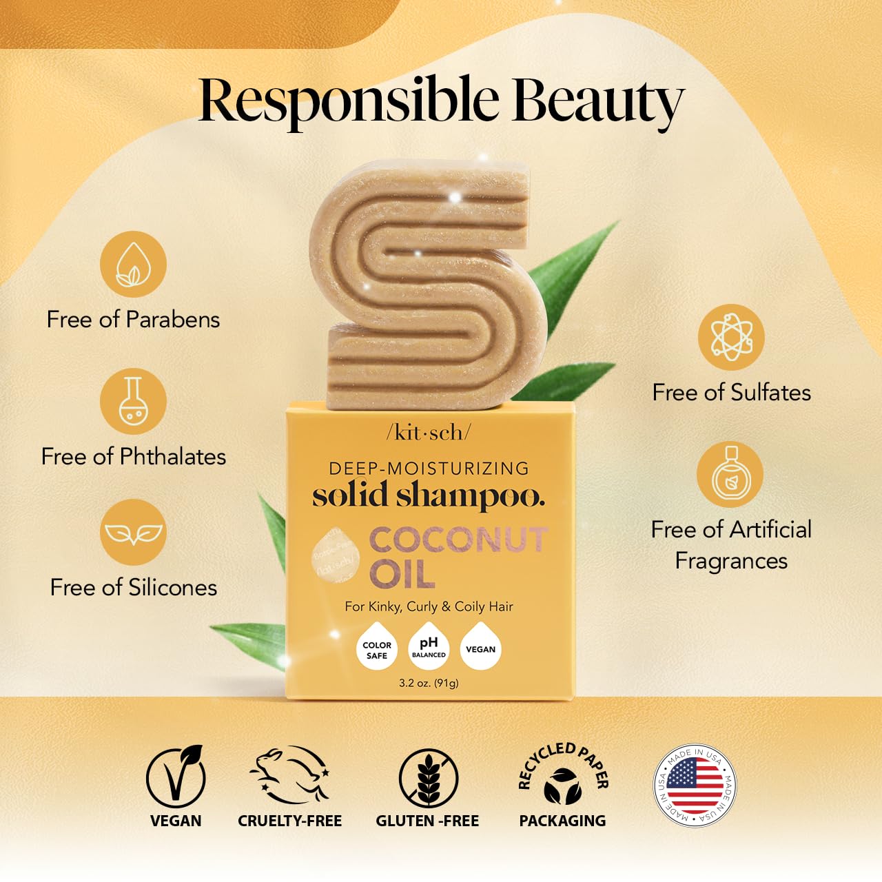 Foto 4 | Shampoo Bar Kitsch, Aceite De Coco, Hidratante Profundo, 90 Ml - Venta Internacional.