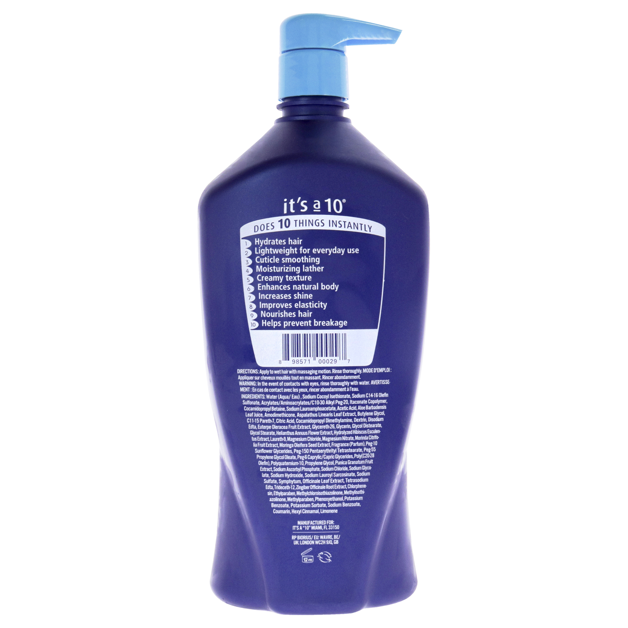 Foto 3 pulgar | Champú Its A 10 Miracle Moisture, 1 Litro, Para Unisex - Venta Internacional.