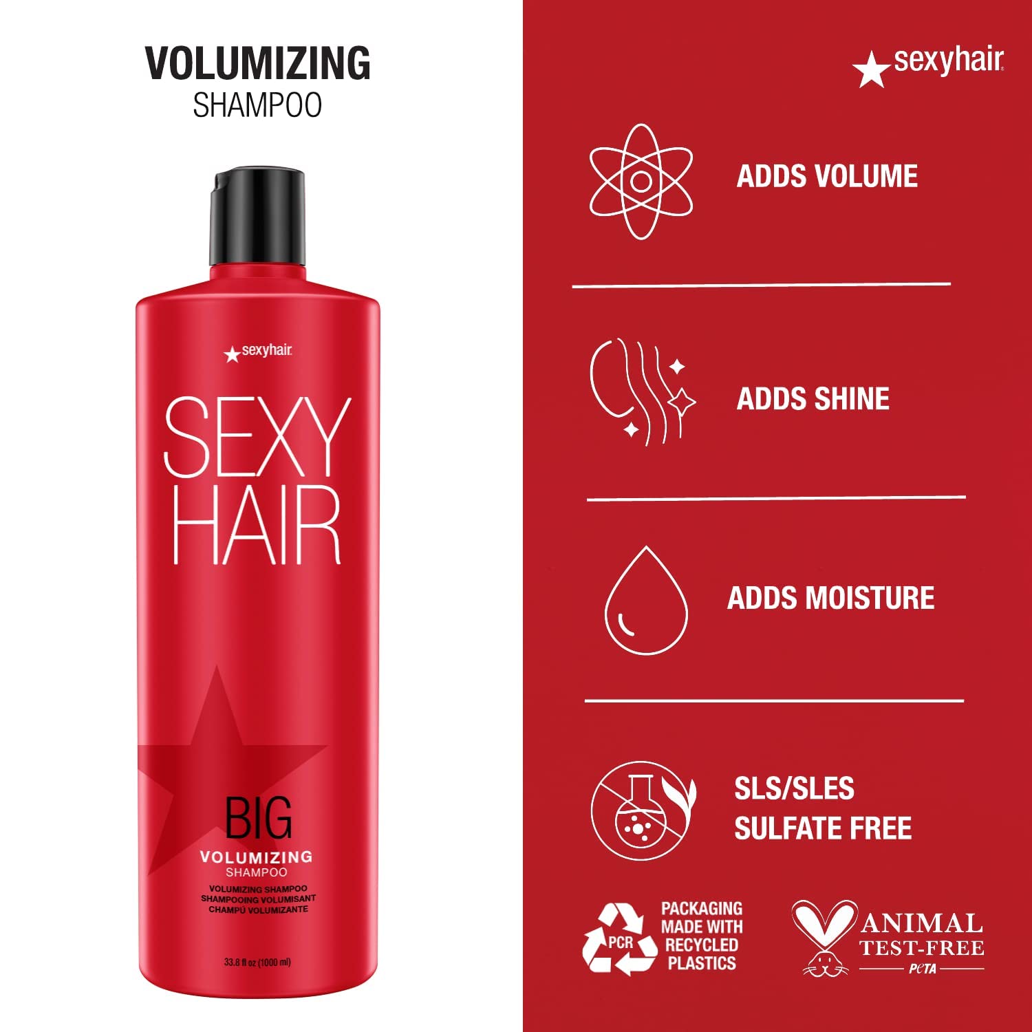 Foto 4 pulgar | Champú Sexyhair Big Voluminizing, 1 Litro, Hidratante, Sin Sulfatos - Venta Internacional.
