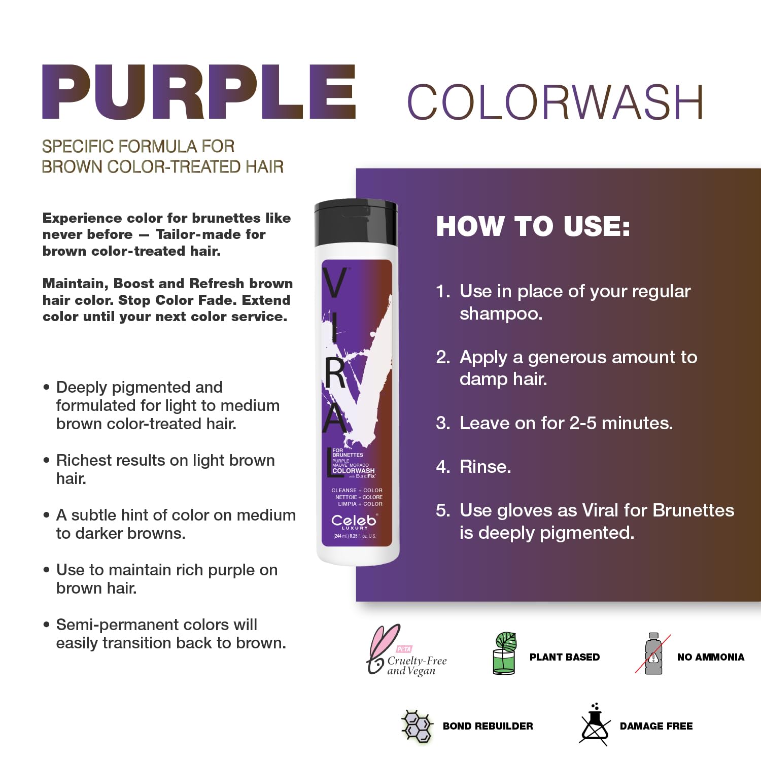Foto 4 pulgar | Champú Celeb Luxury Purple Depositing Para Morenas - Venta Internacional.