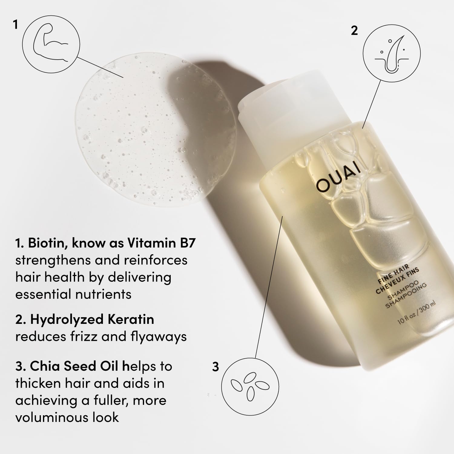 Foto 4 pulgar | Champú Ouai Fine Voluminizing Con Queratina, Biotina Y Aceite De Semillas De Chía - Venta Internacional.