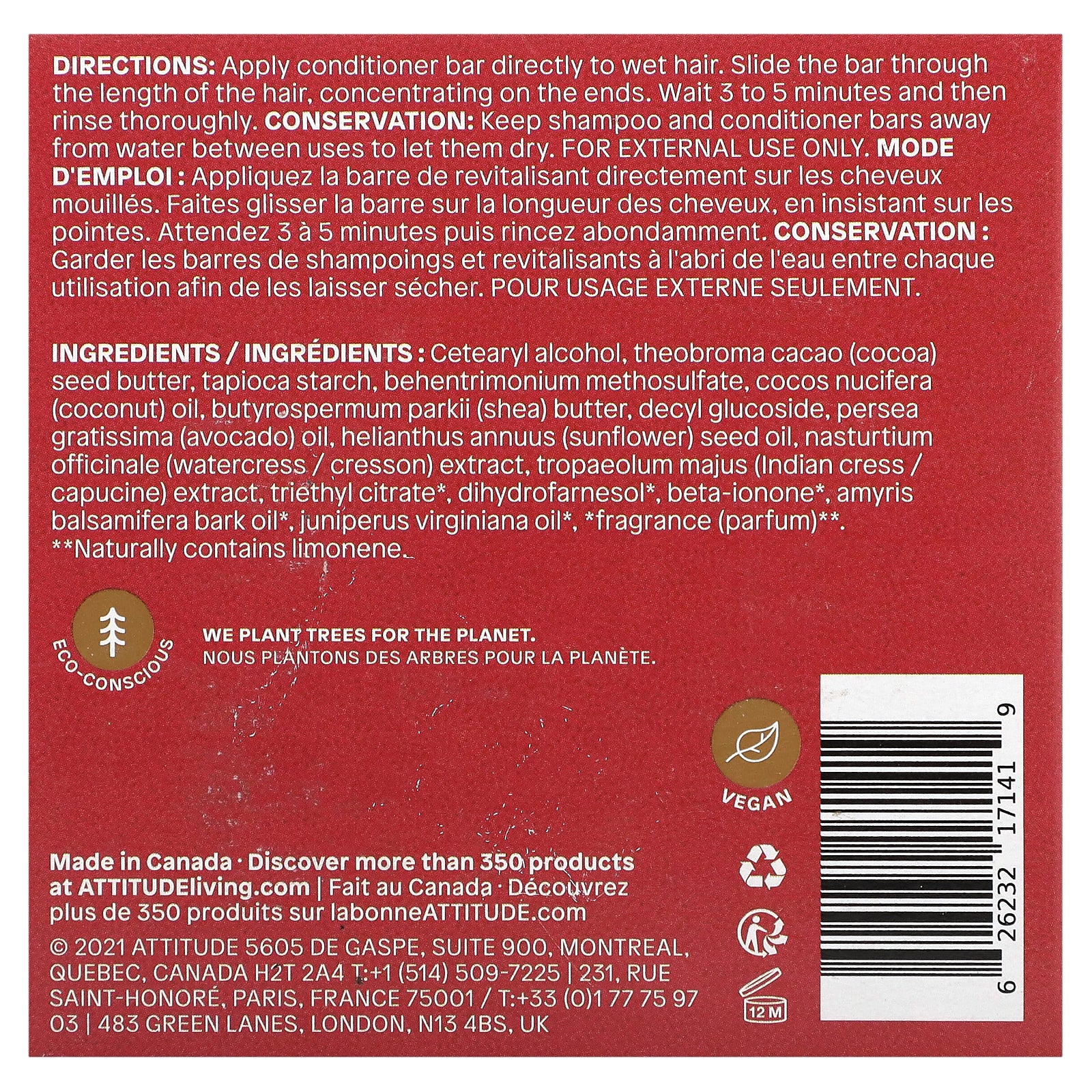 Foto 2 | Barra Acondicionadora Attitude Leaves Nourishing Sandalwood 113 G - Venta Internacional.