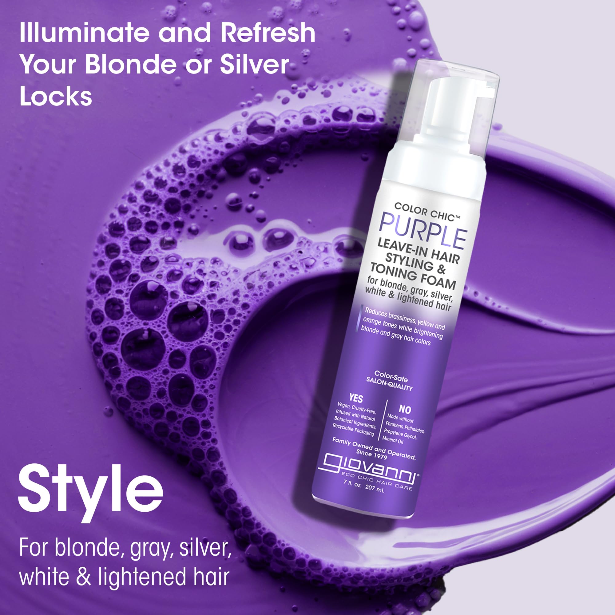 Foto 4 pulgar | Espuma Para Peinar Y Tonificar El Cabello Giovanni Color Chic Purple 200 Ml - Venta Internacional.