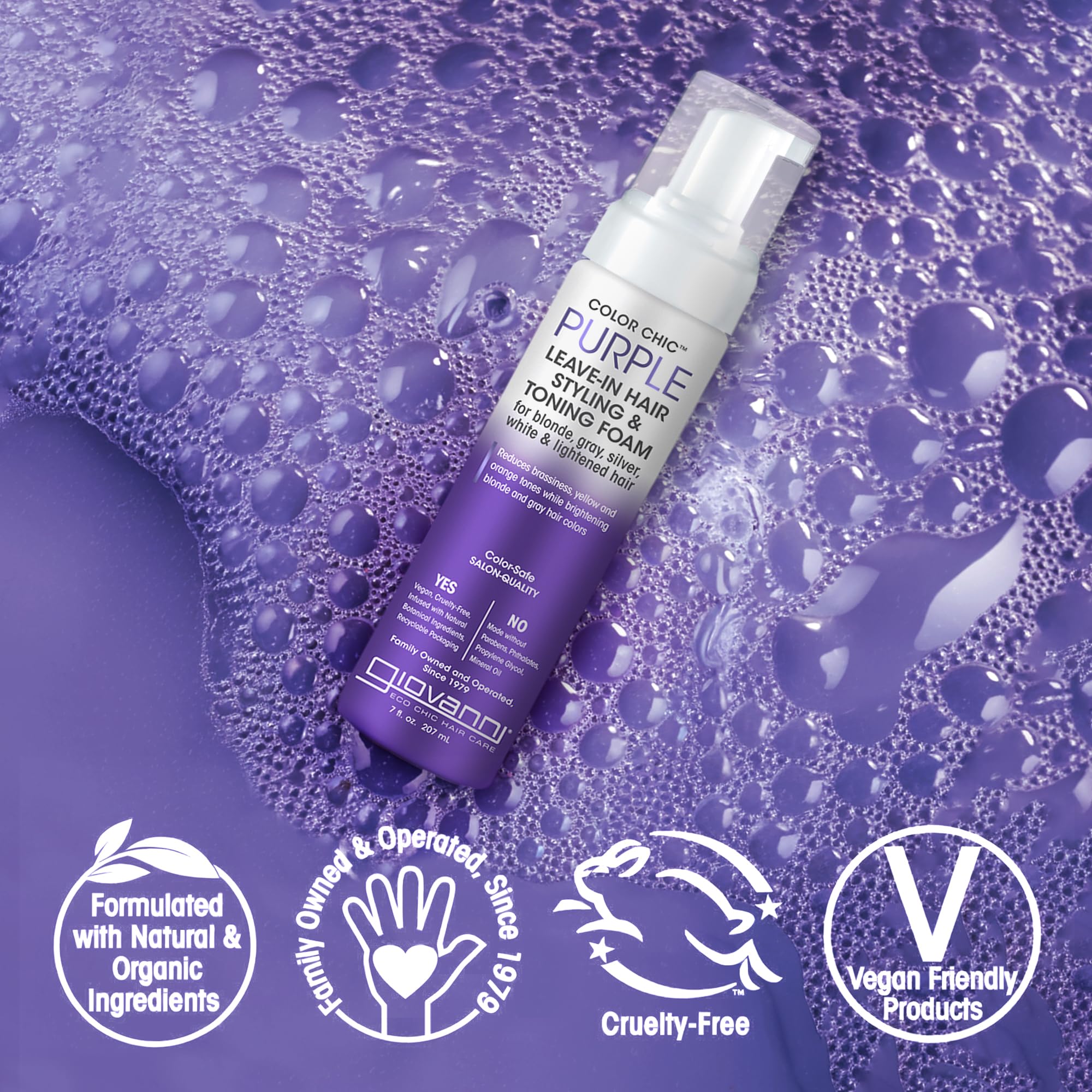 Foto 6 pulgar | Espuma Para Peinar Y Tonificar El Cabello Giovanni Color Chic Purple 200 Ml - Venta Internacional.