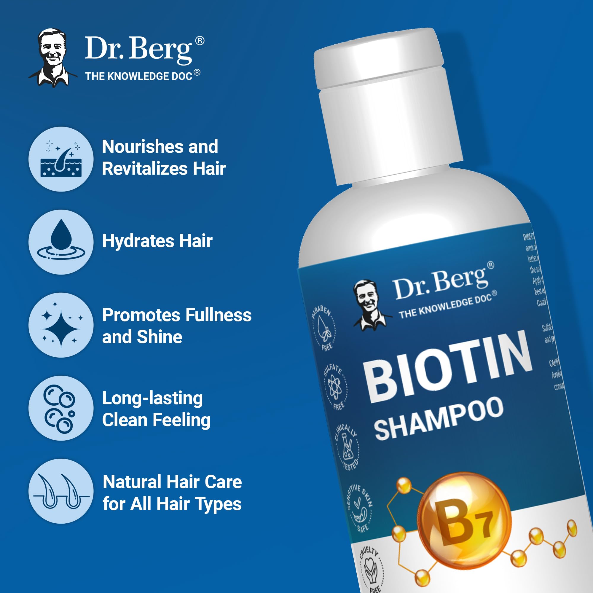 Foto 4 pulgar | Champú Dr. Berg Biotin Para Hombres Y Mujeres  240 Ml  Sin Parabenos - Venta Internacional.