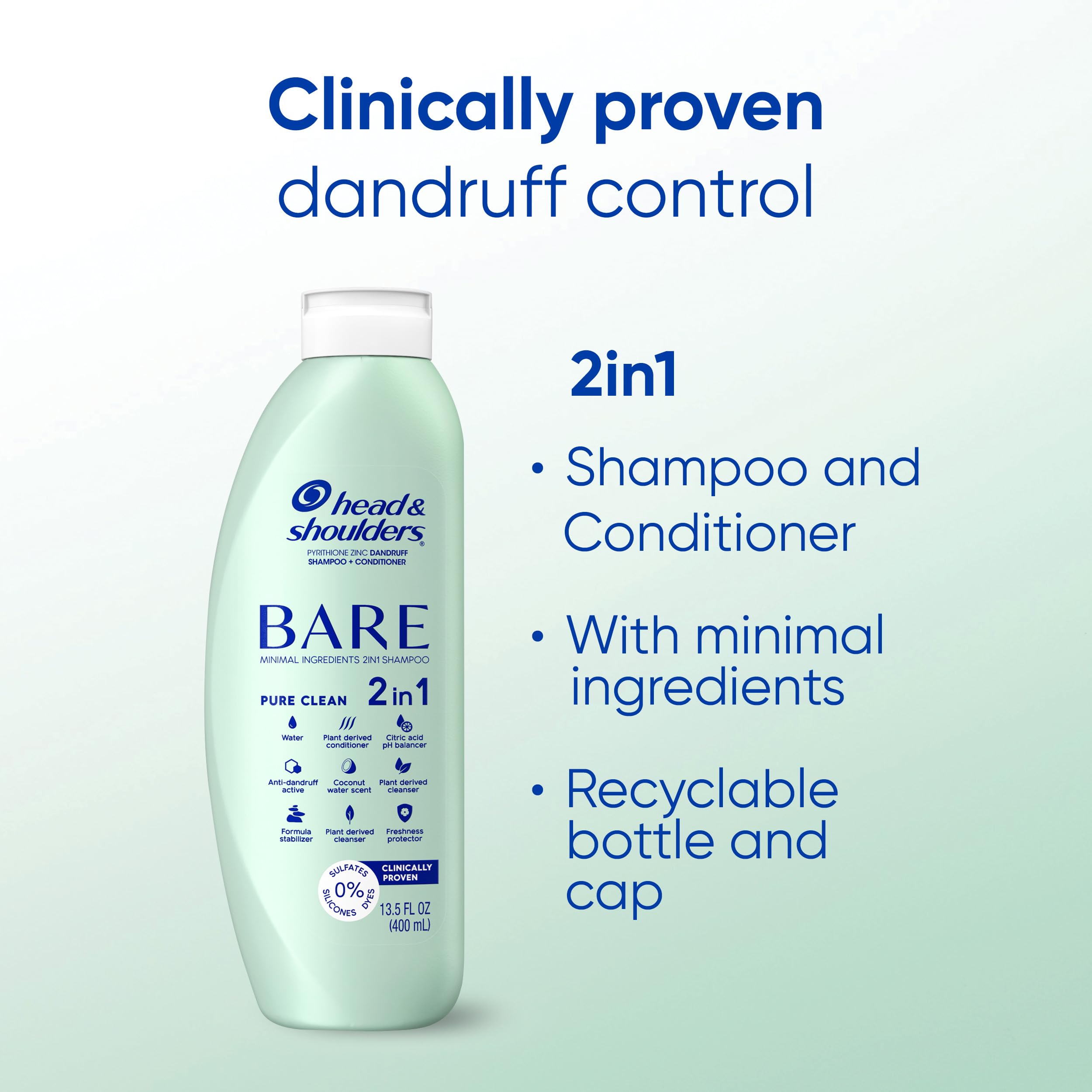 Foto 3 pulgar | Champú Y Acondicionador Head & Shoulders Bare 2 En 1 400 Ml - Venta Internacional.