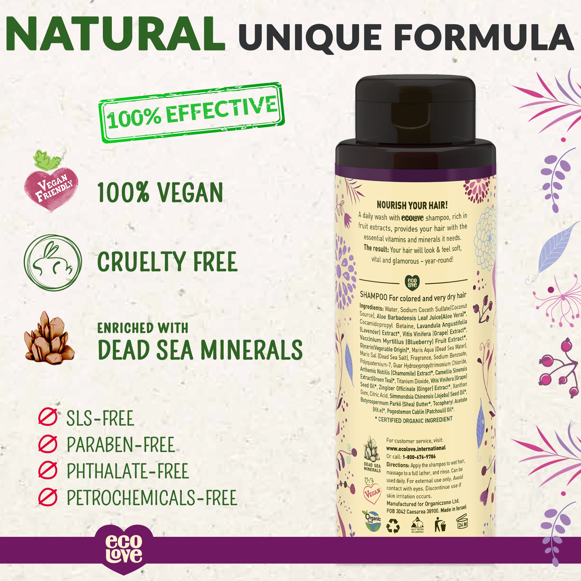 Foto 3 pulgar | Champú Ecolove  Natural  Vegano Y Libre De Crueldad Animal  500 Ml  Tratado Con Color - Venta Internacional.