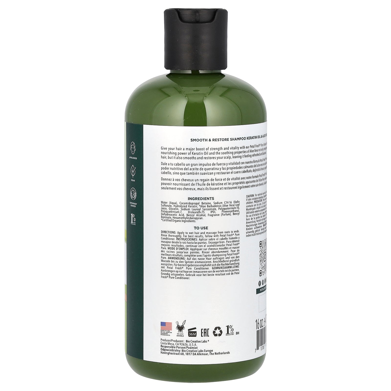 Foto 3 pulgar | Champú Petal Fresh Pure Smooth & Restore  Aceite De Queratina  475 Ml - Venta Internacional.