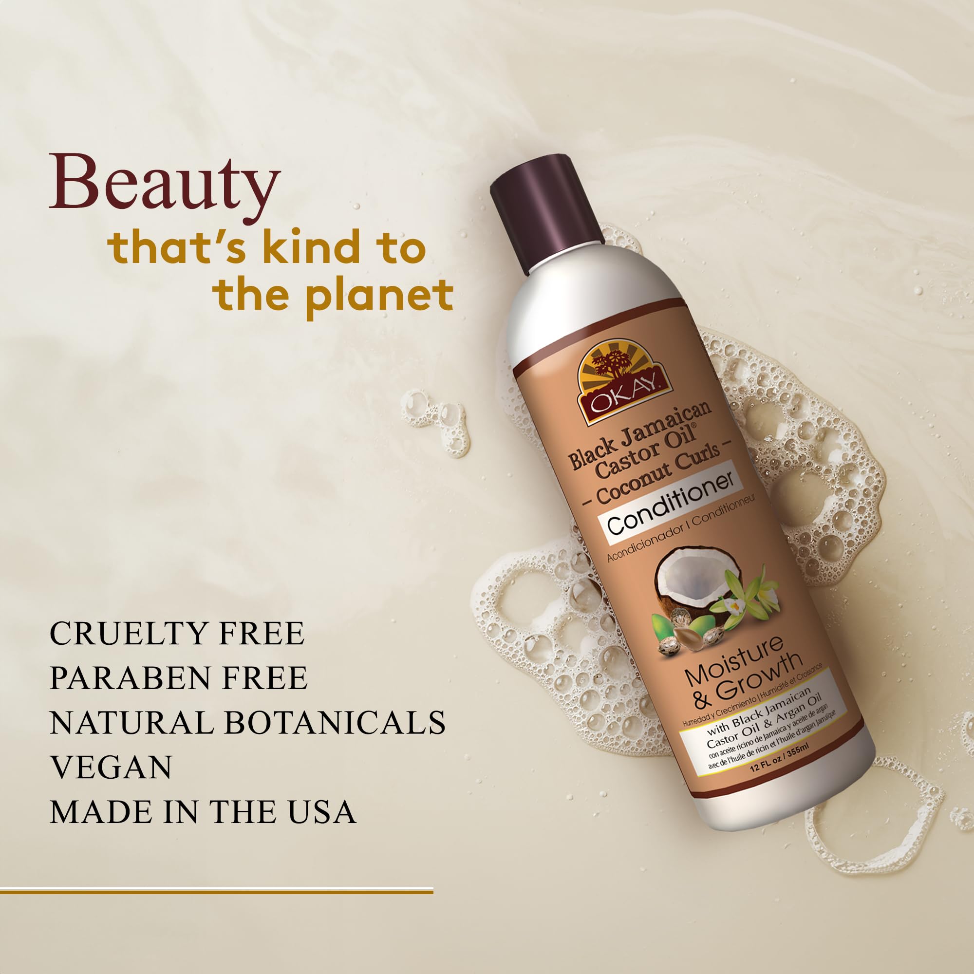 Foto 3 | Acondicionador Okay Black Con Aceite De Ricino Jamaicano Y Coco Para Rizos  355 Ml - Venta Internacional.