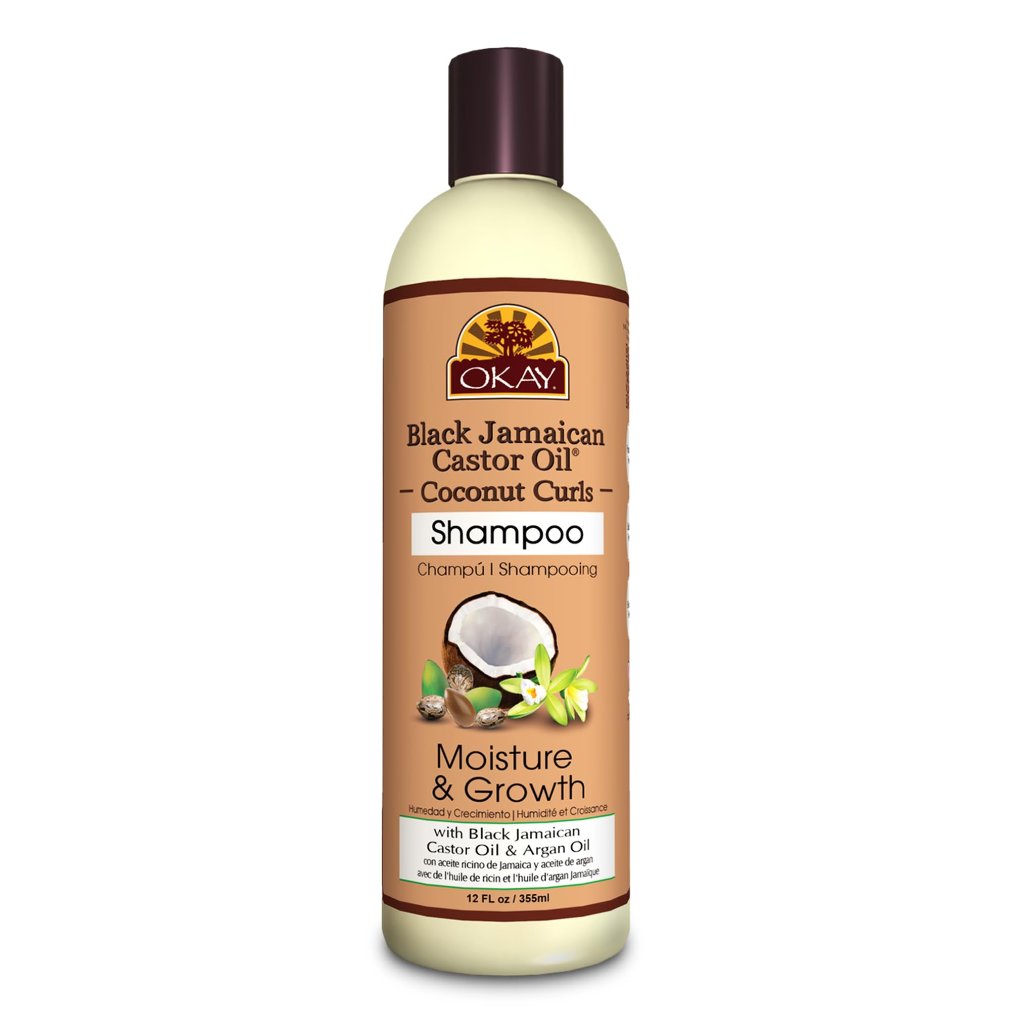 Foto 2 pulgar | Shampoo Okay Black  Aceite De Ricino Jamaicano  355 Ml  Rizos De Coco - Venta Internacional.
