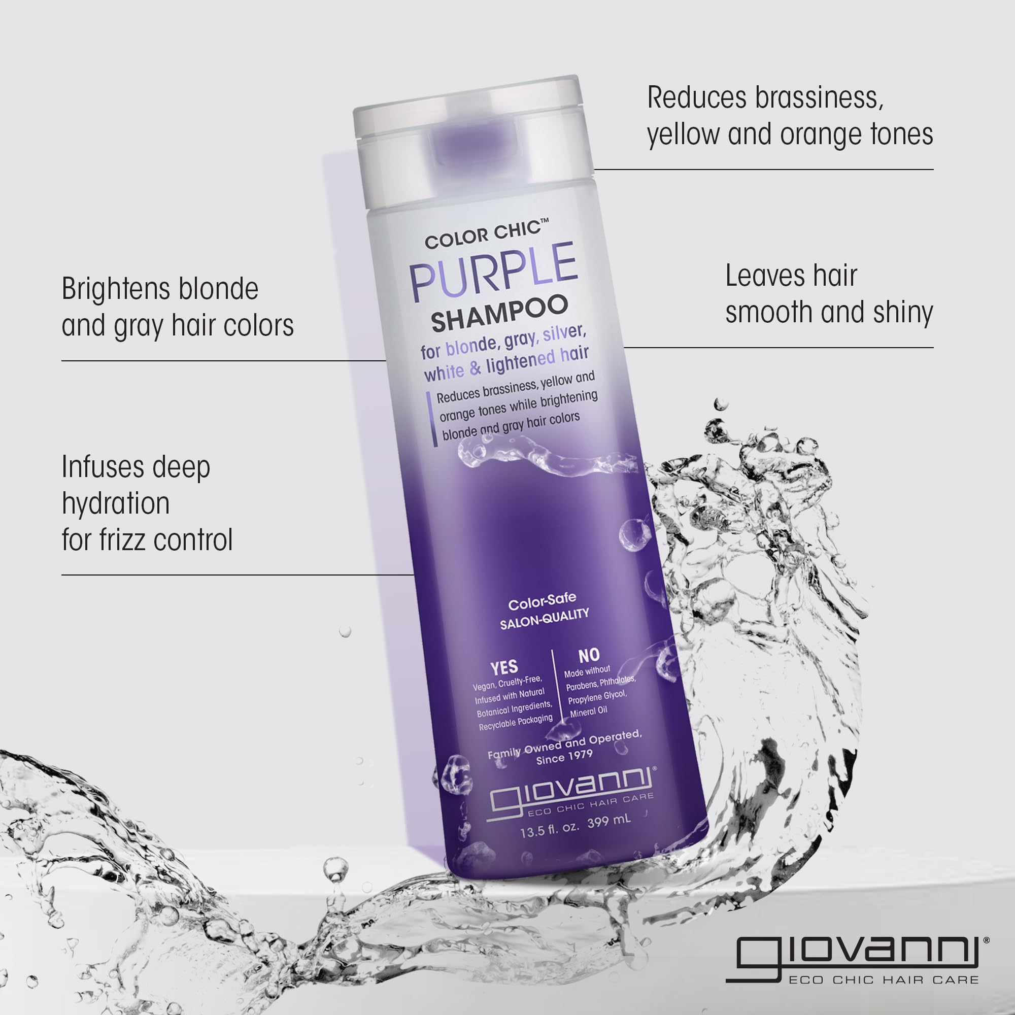 Foto 3 pulgar | Champú Giovanni Color Chic Púrpura 400 Ml Rubio Gris Plateado - Venta Internacional.