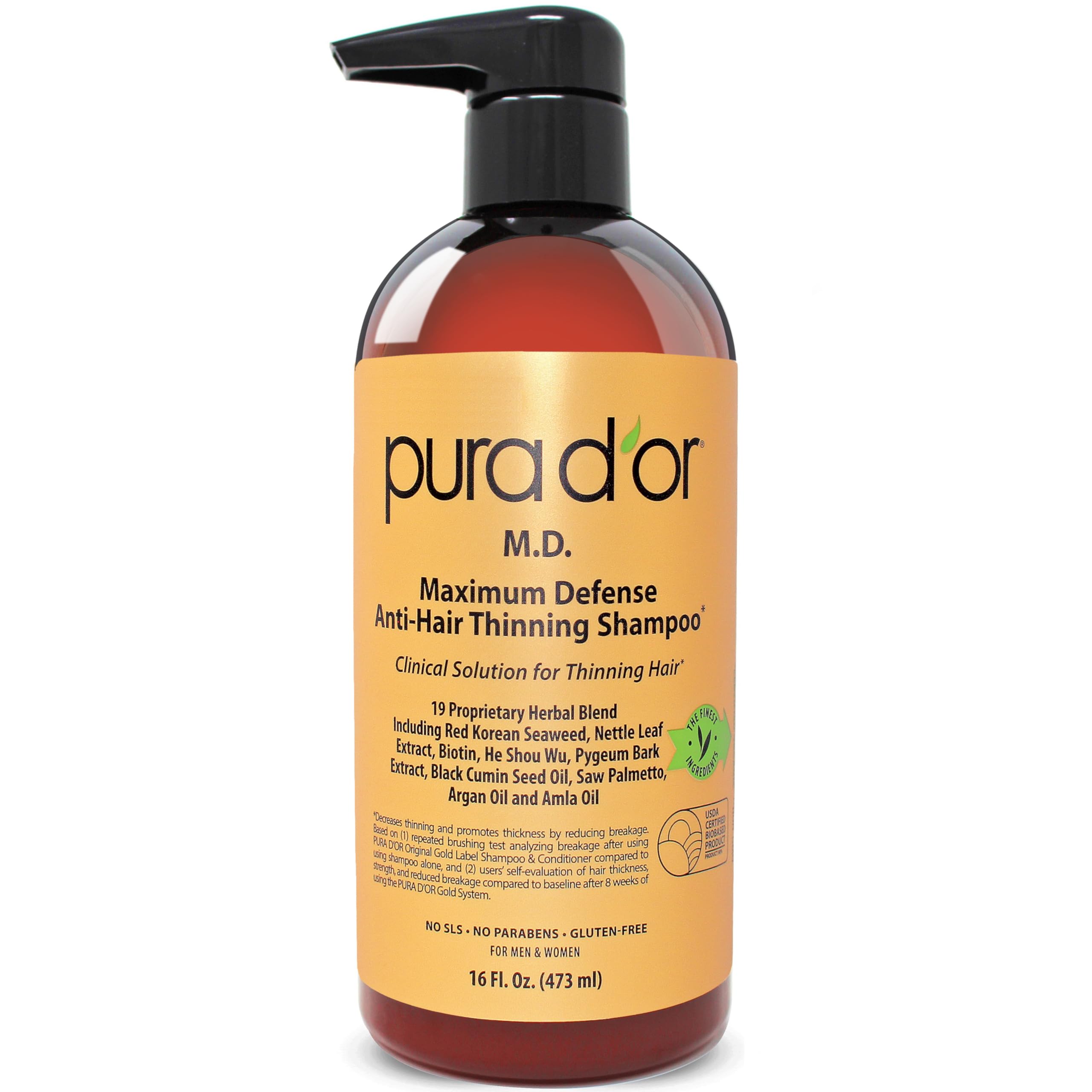 Champú Pura D'or Md Antiadelgazante Maximum Defense 473 Ml - Venta Internacional.