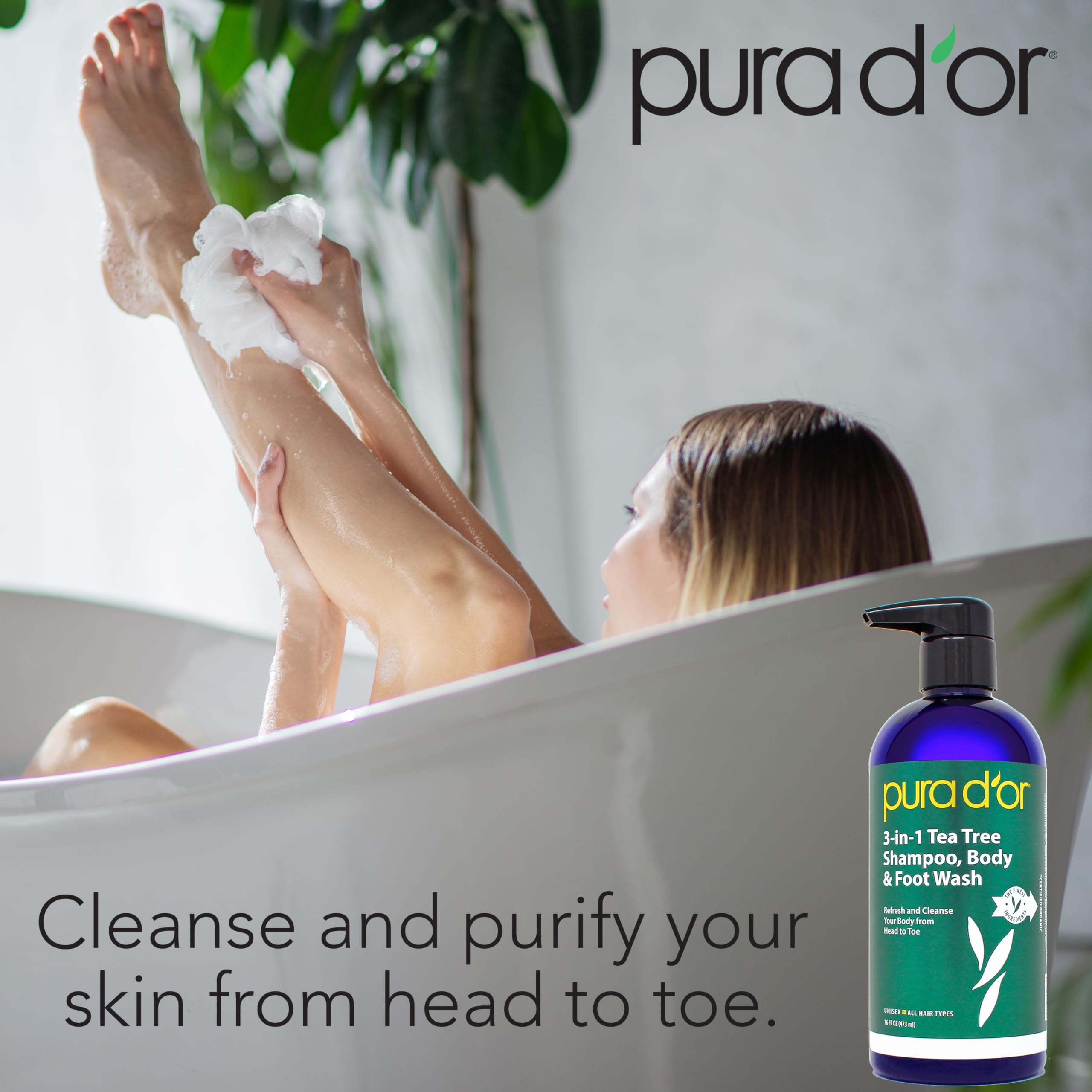 Foto 3 pulgar | Champú  Gel De Baño Y Pies Pura D'or Tea Tree 500 Ml - Venta Internacional.